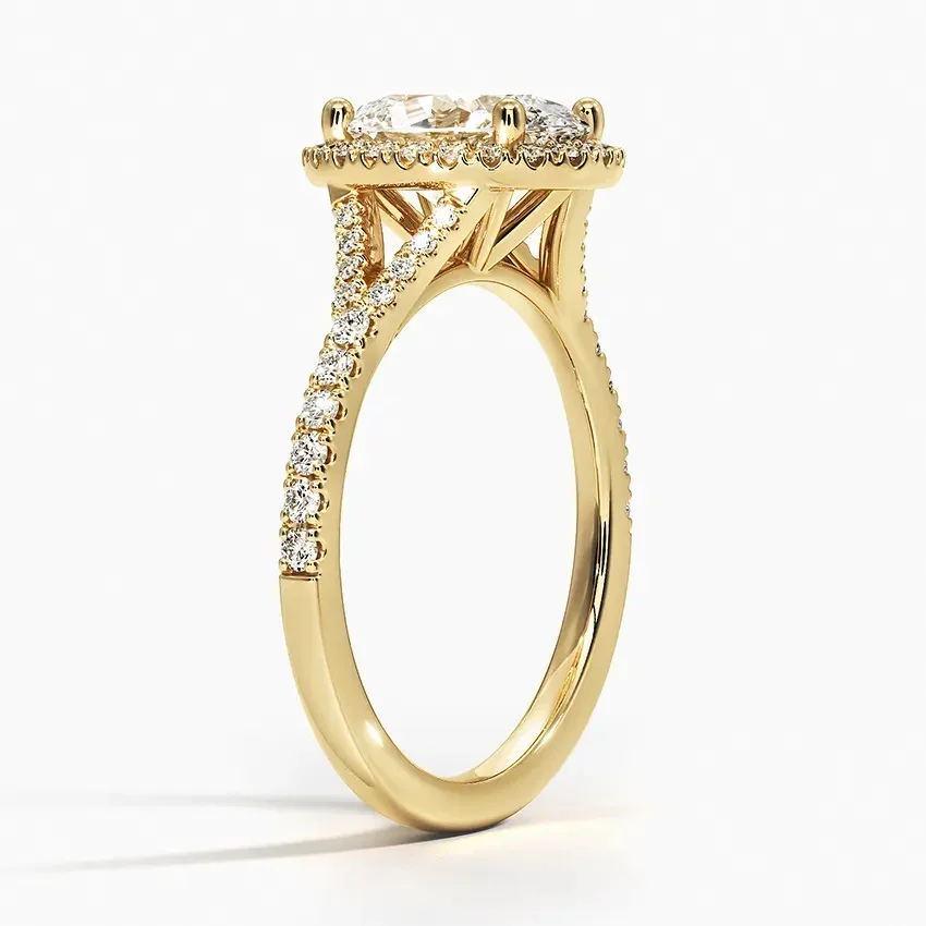 Oval-Cut Halo Moissanite Engagement Ring with Pave - Image 4