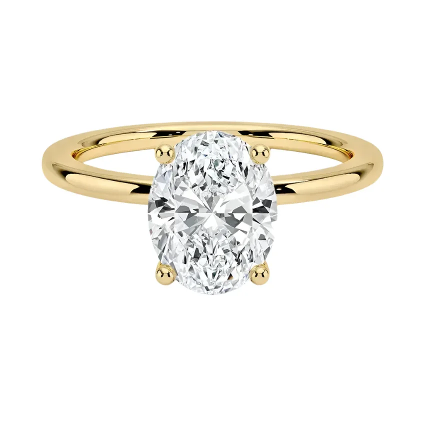 Oval Cut Hidden Halo Solitaire Engagement Ring