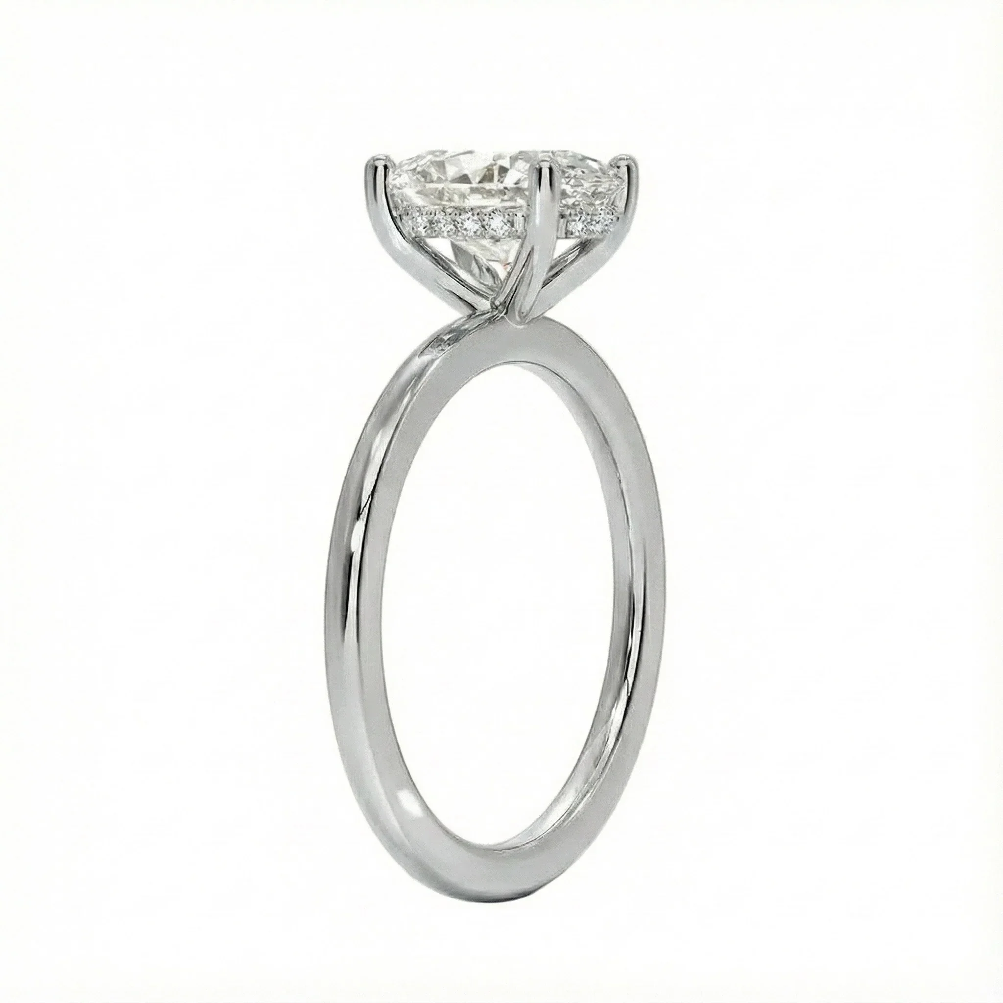 Oval Cut Hidden Halo Solitaire Engagement Ring - Image 8