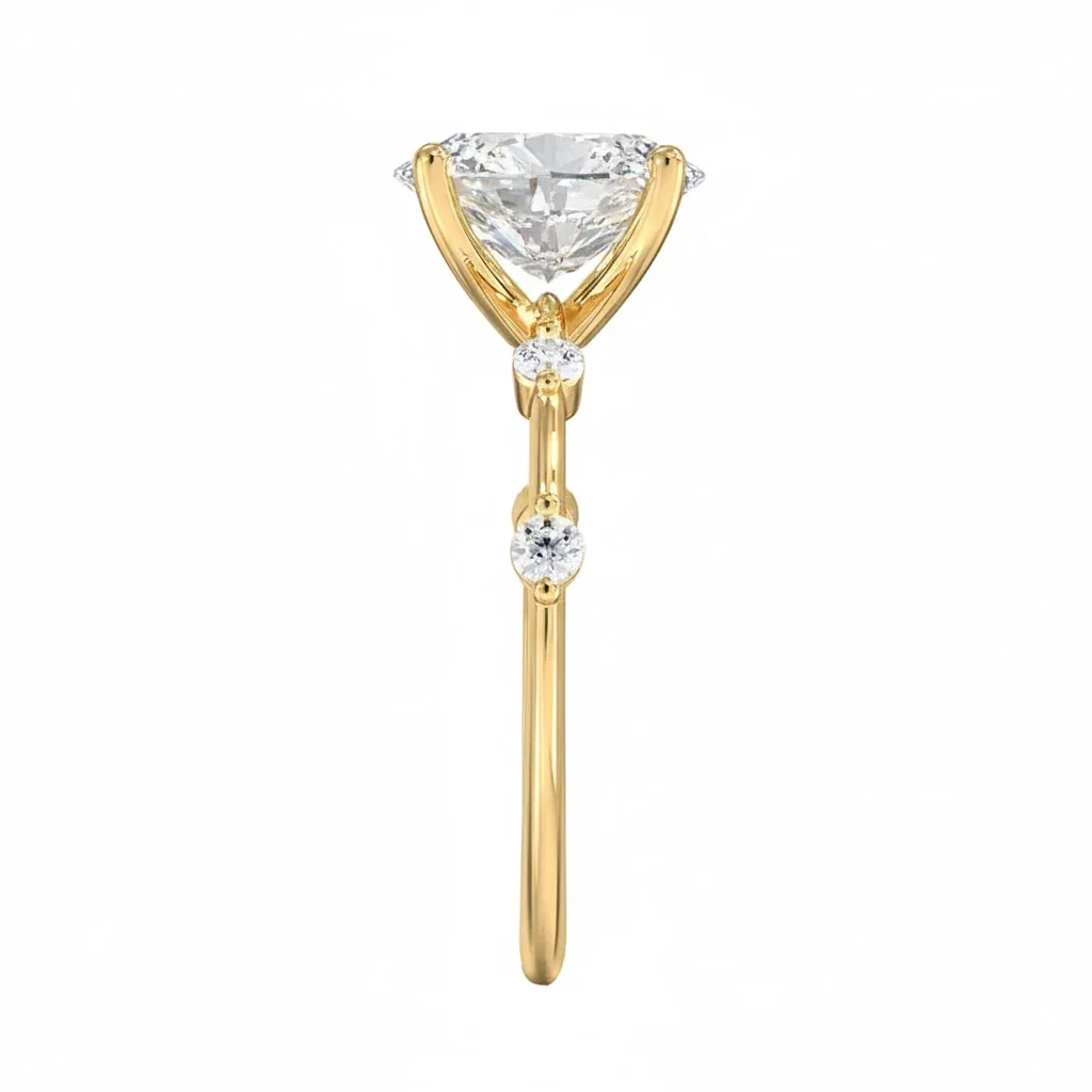 Oval-Cut Moissanite Engagement Ring With Tube Set Round Small Stones on The Shank | ApolloGem Cape Town - Image 3
