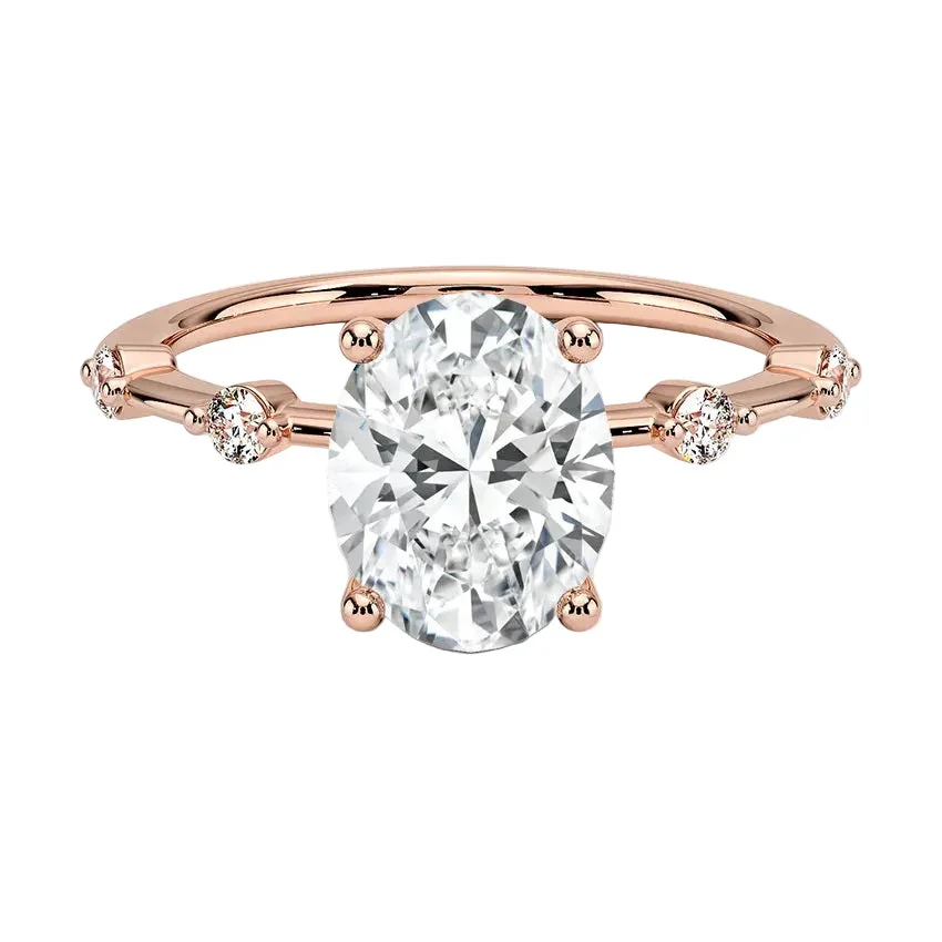 Oval-Cut Moissanite Engagement Ring With Tube Set Round Small Stones on The Shank | ApolloGem Cape Town - Image 4