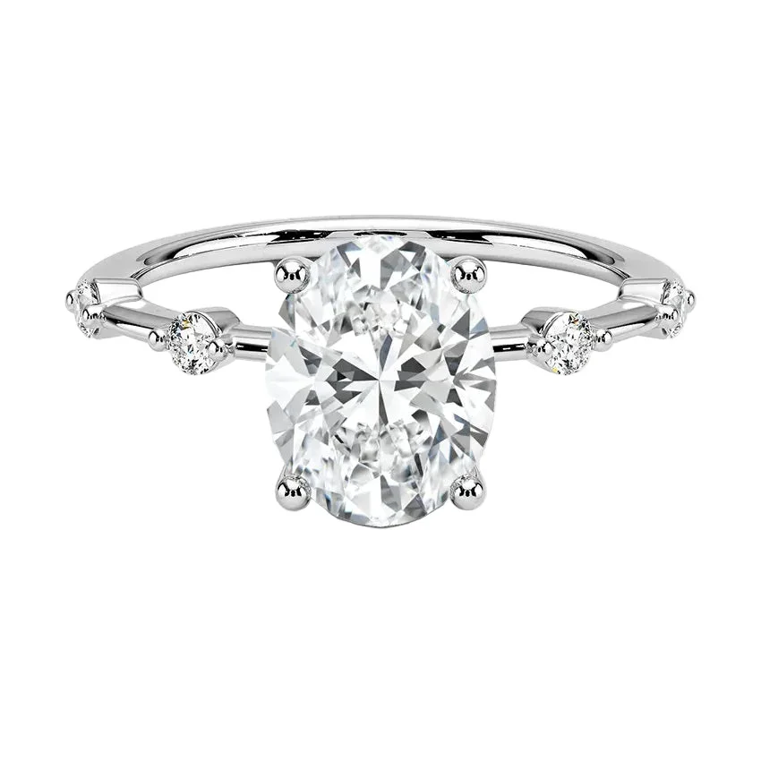 Oval-Cut Moissanite Engagement Ring With Tube Set Round Small Stones on The Shank | ApolloGem Cape Town - Image 7