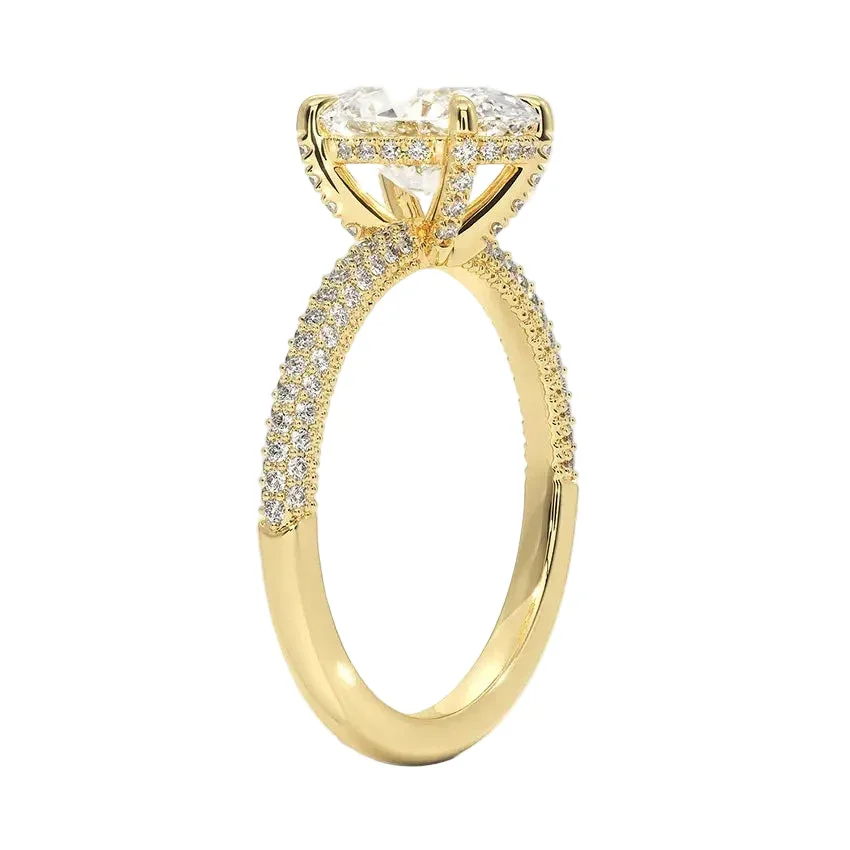 Oval Cut Moissanite Ring with Three-Row Micro-Pave Hidden Halo and Encrusted Claws | ApolloGem Cape Town - Image 2