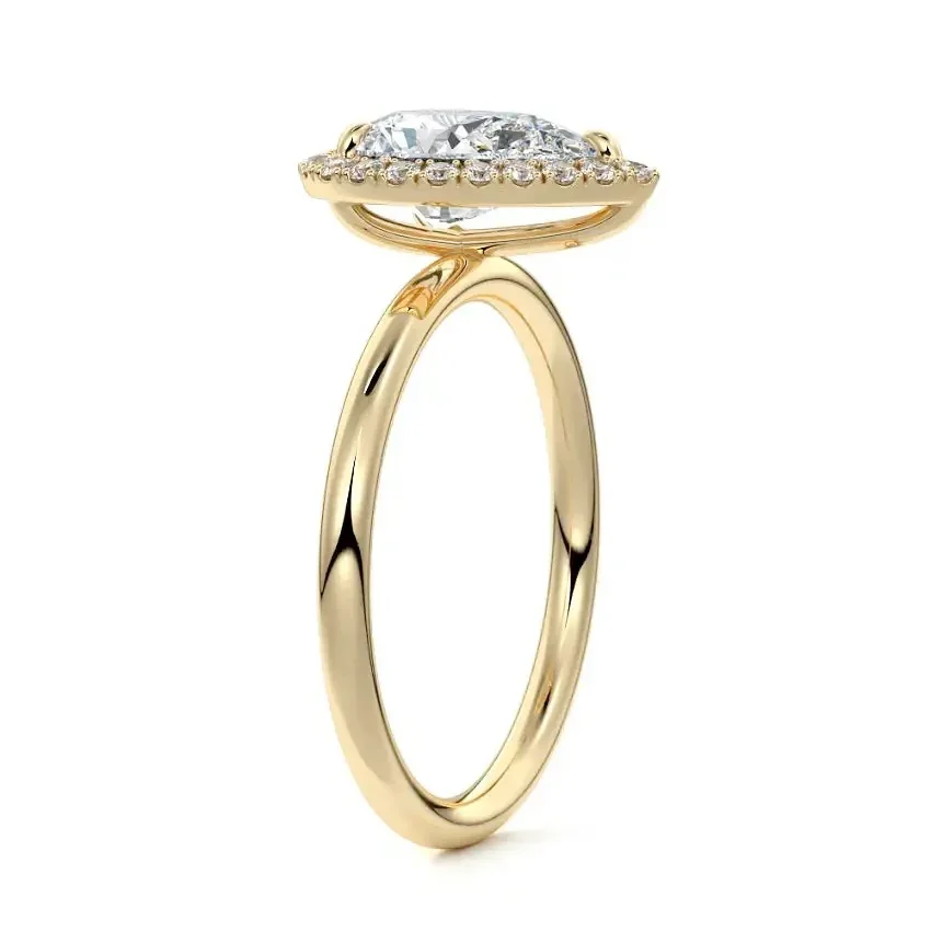 Pear-Cut Halo Moissanite Engagement Ring - Image 3