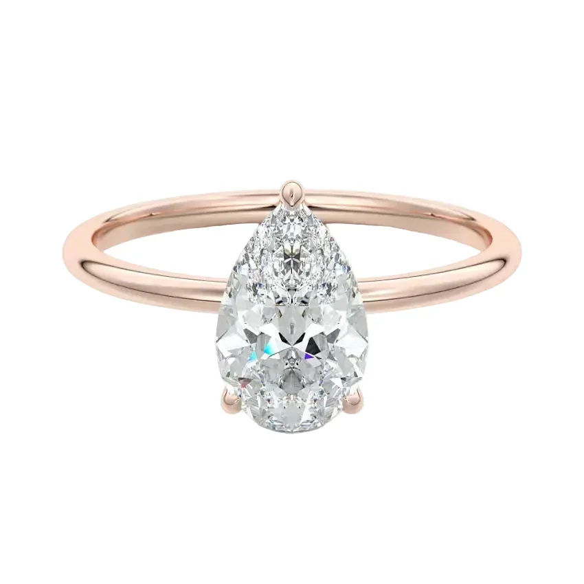 Pear Cut Hidden Halo Moissanite Engagement Ring | ApolloGem Cape Town - Image 4
