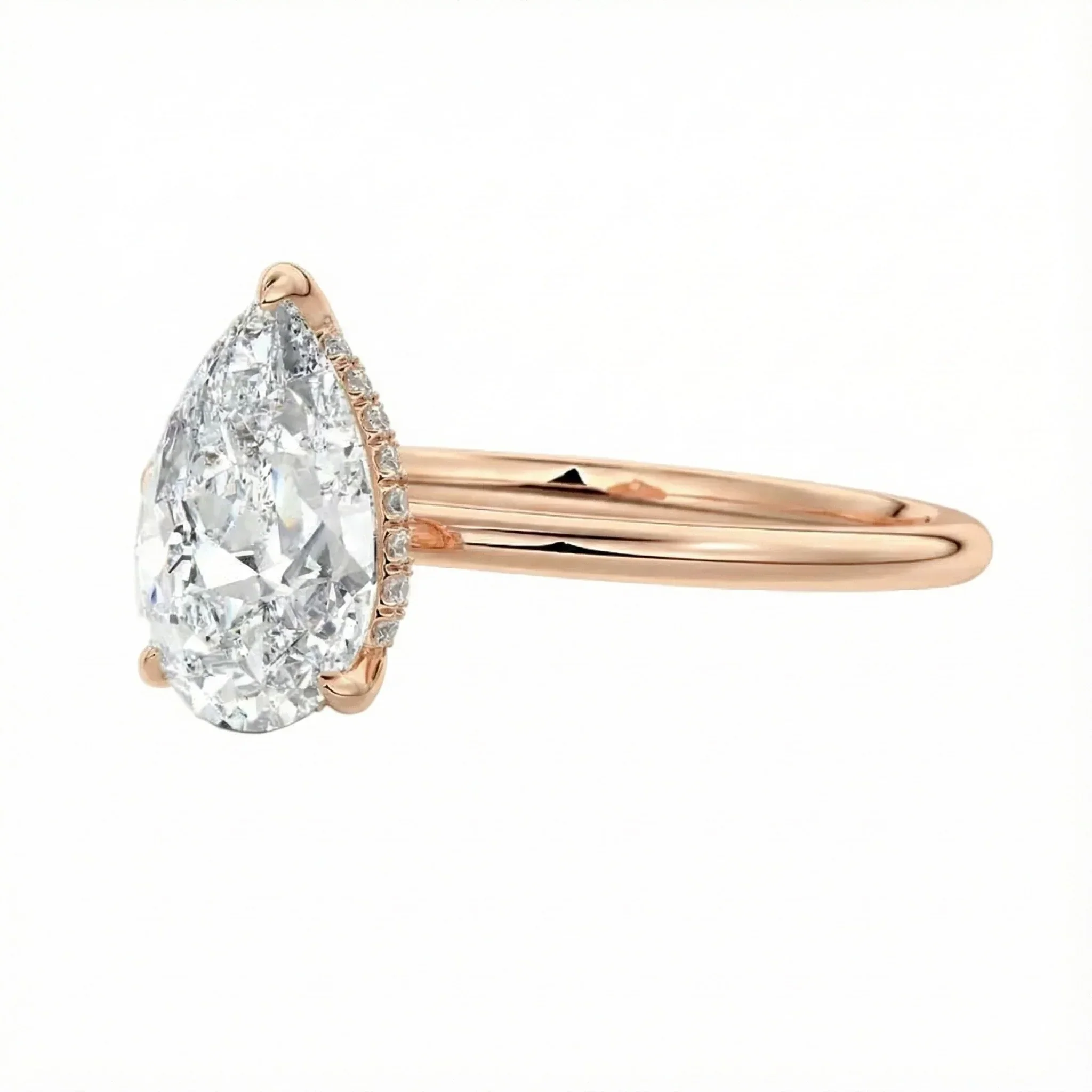 Pear Cut Hidden Halo Moissanite Engagement Ring | ApolloGem Cape Town - Image 5