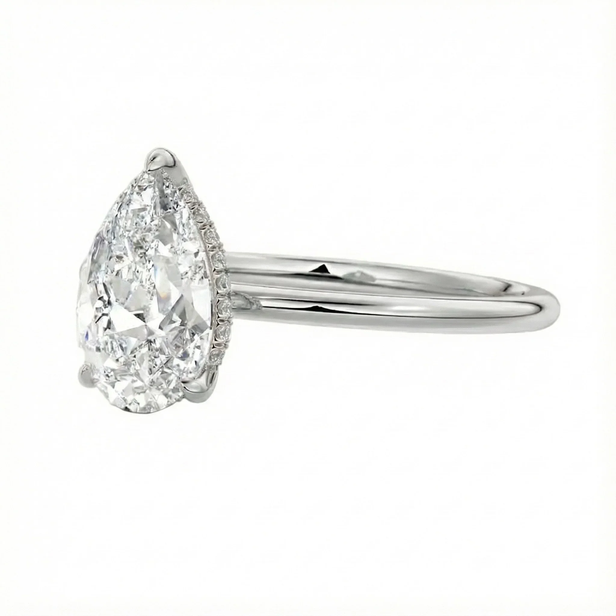 Pear Cut Hidden Halo Moissanite Engagement Ring | ApolloGem Cape Town - Image 8