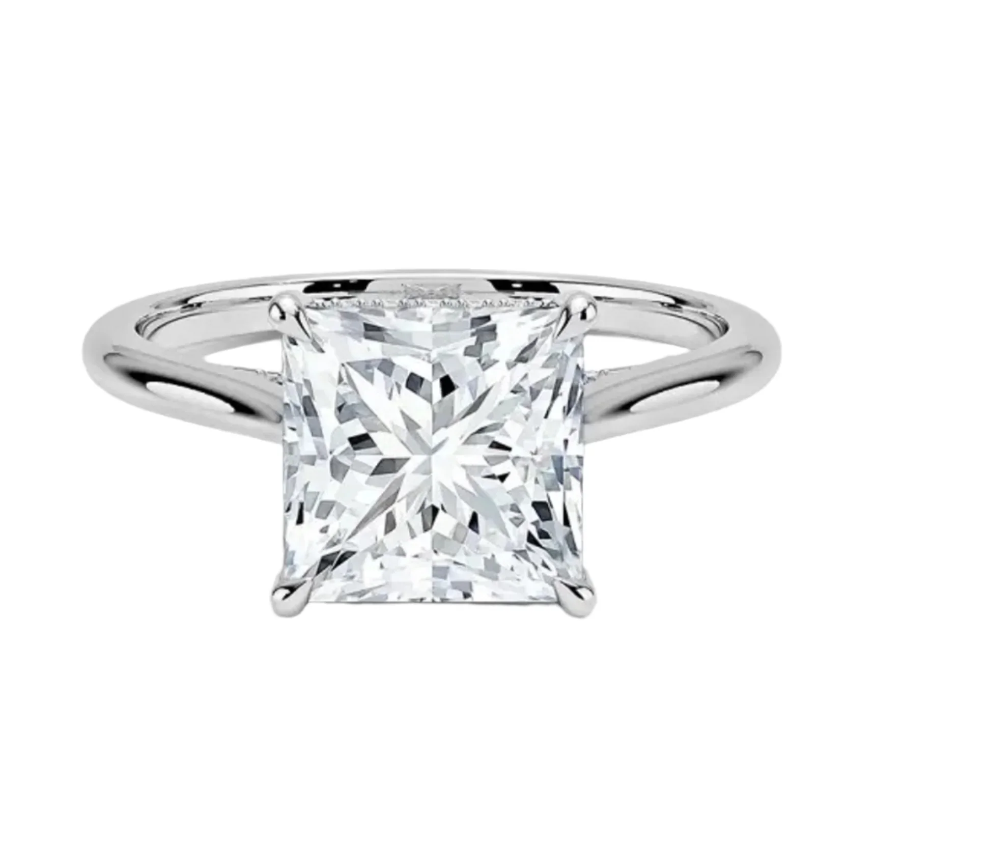 Princess Cut Solitaire Engagement Ring With Hidden Halo | ApolloGem Cape Town - Image 4