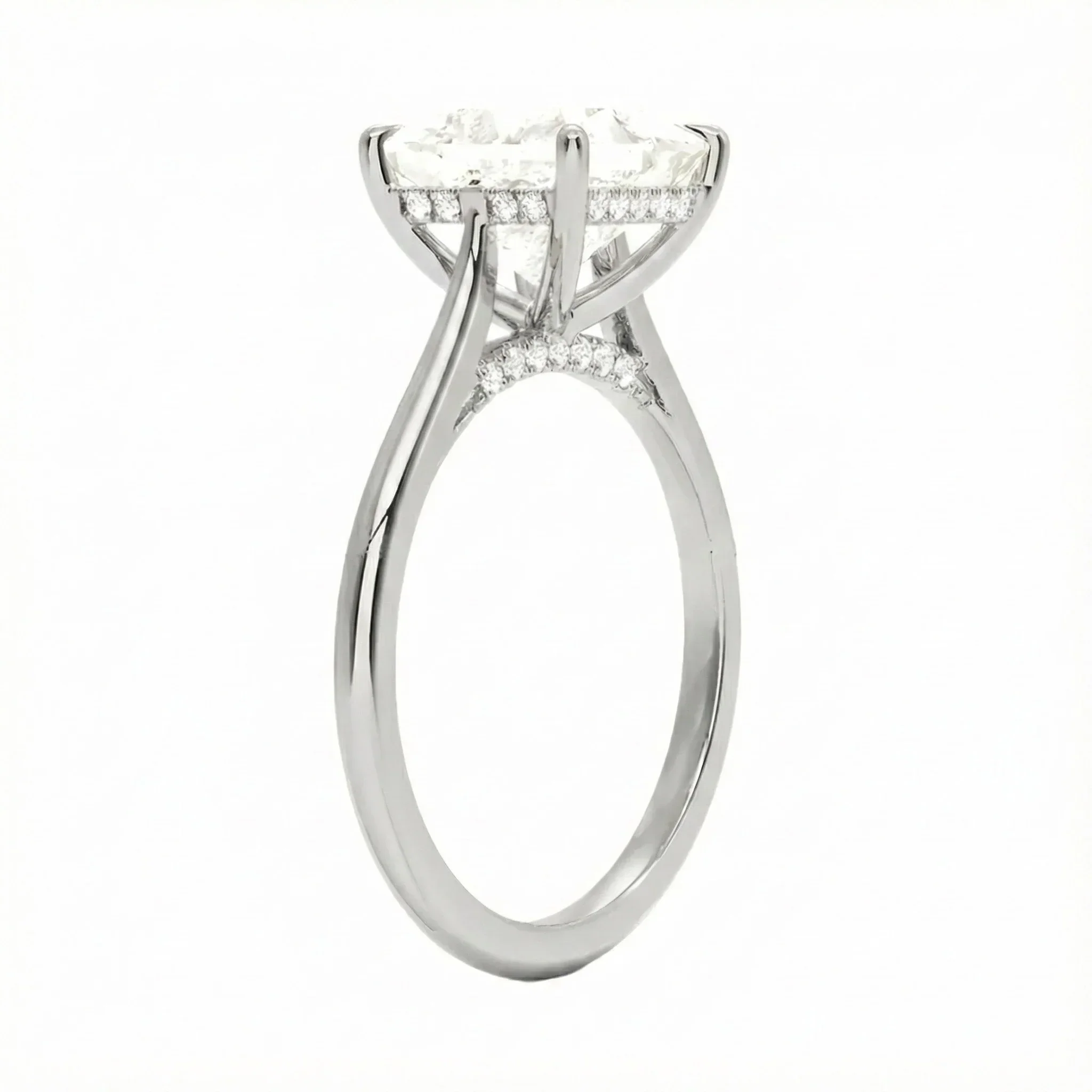 Princess Cut Solitaire Engagement Ring With Hidden Halo | ApolloGem Cape Town - Image 5