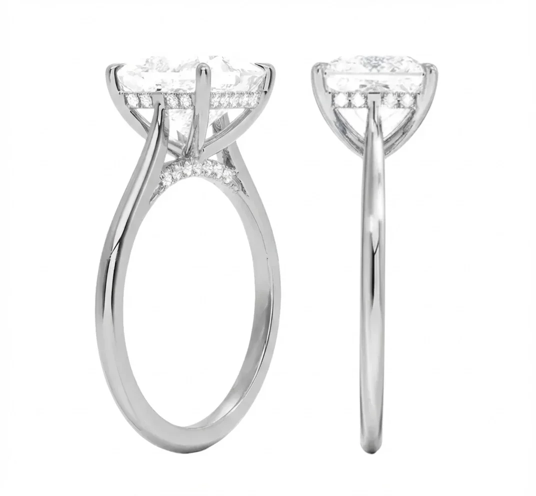 Princess Cut Solitaire Engagement Ring With Hidden Halo | ApolloGem Cape Town - Image 6