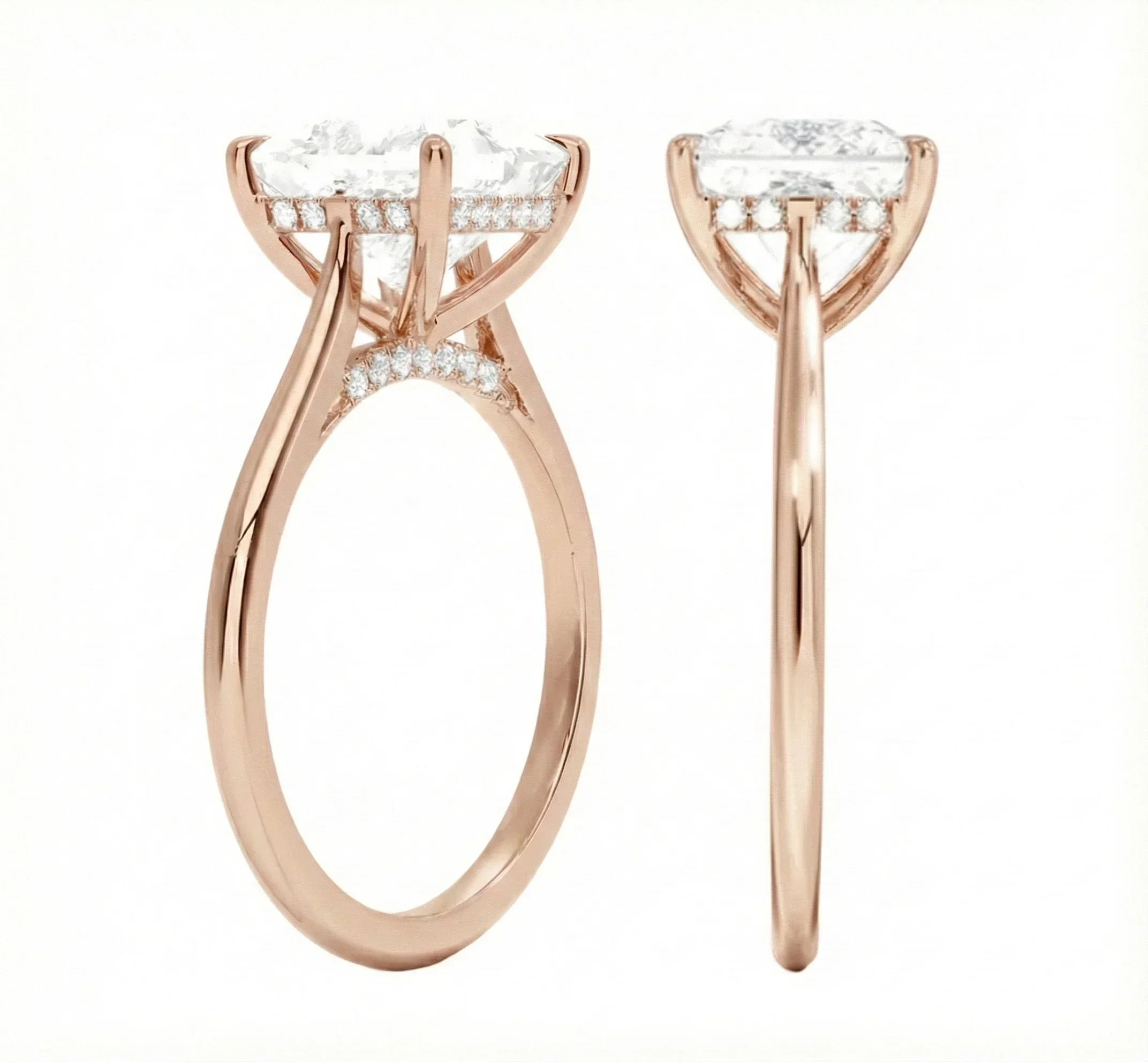 Princess Cut Solitaire Engagement Ring With Hidden Halo | ApolloGem Cape Town - Image 9