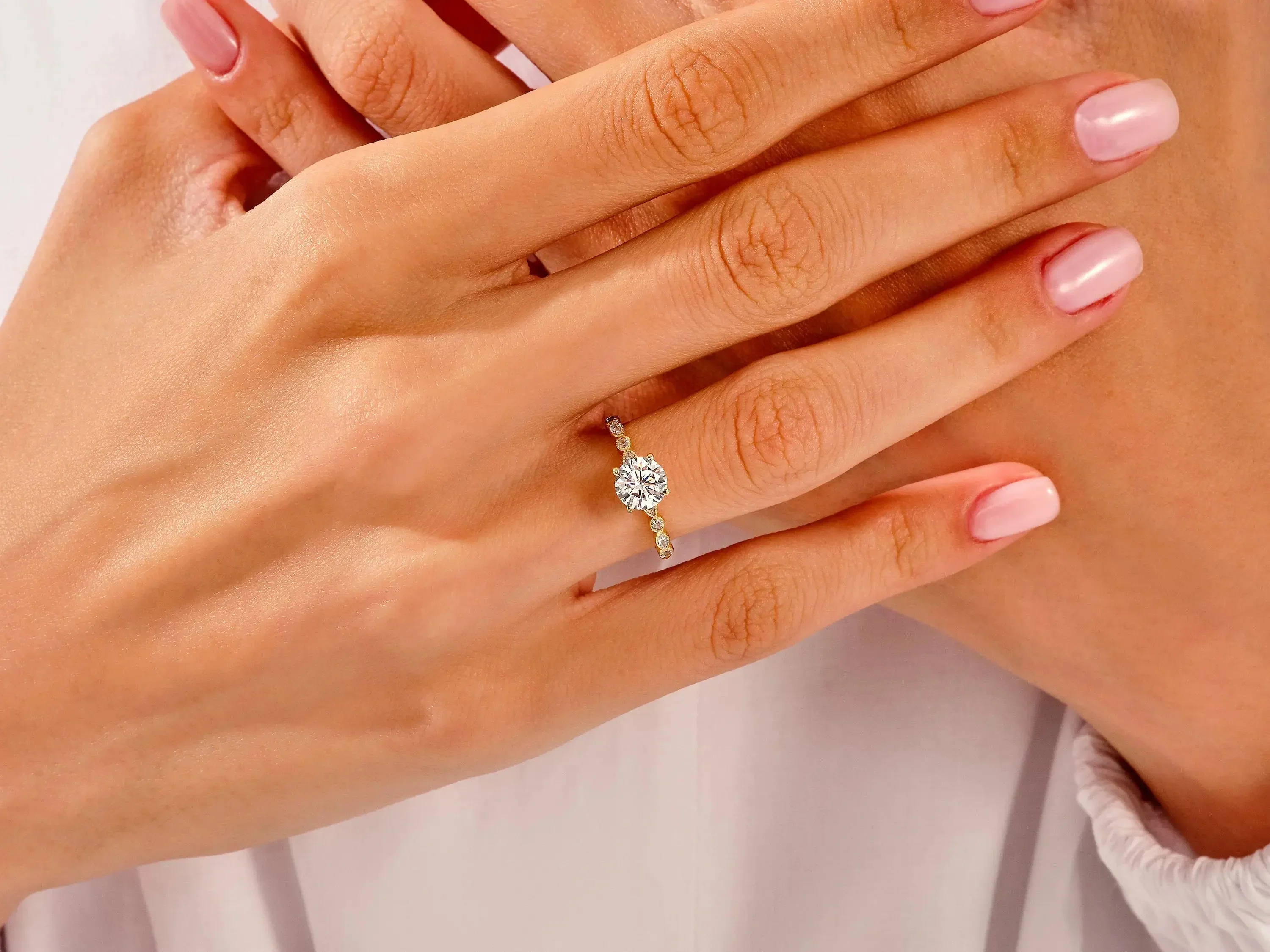 Round Cut Engagement Ring with Fancy Pave Band | ApolloGem Cape Town - Image 7