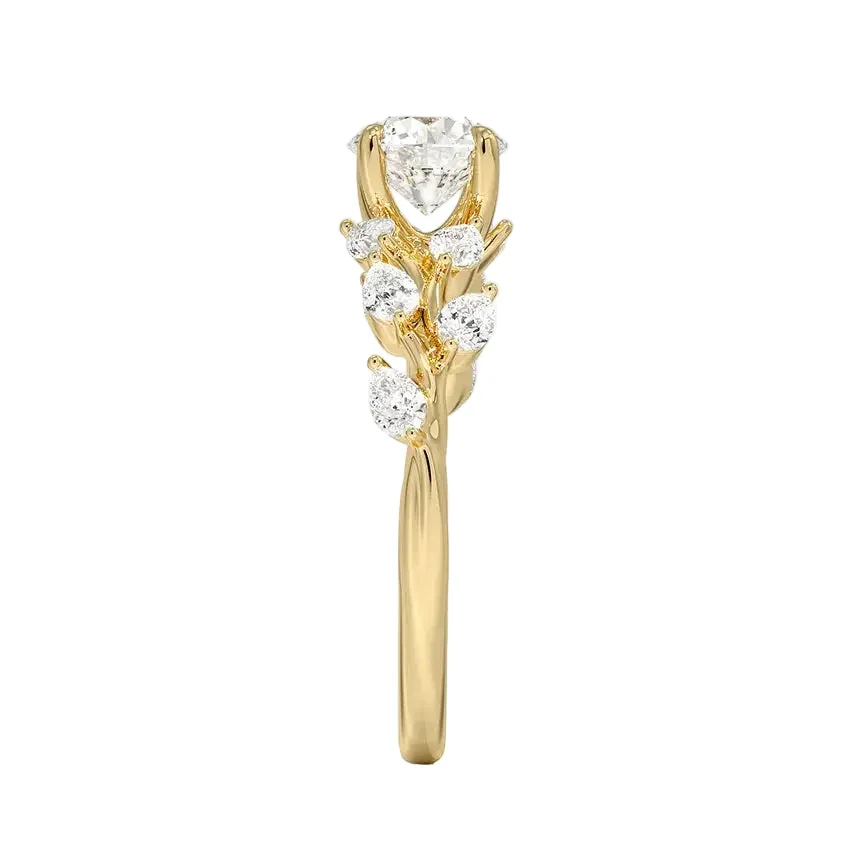 Round Cut Moissanite Engagement Ring with Pear Cut Fancy Set Shank | ApolloGem Cape Town - Image 3