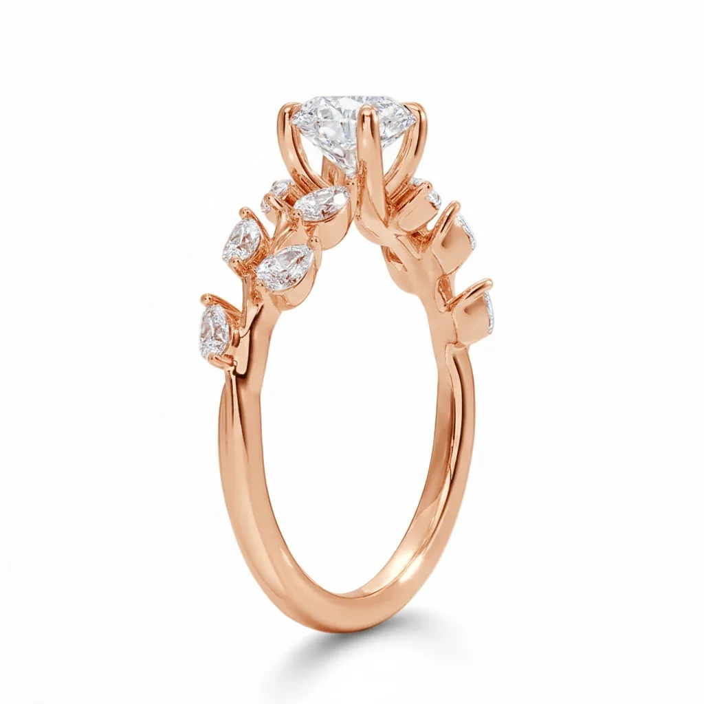 Round Cut Moissanite Engagement Ring with Pear Cut Fancy Set Shank | ApolloGem Cape Town - Image 5