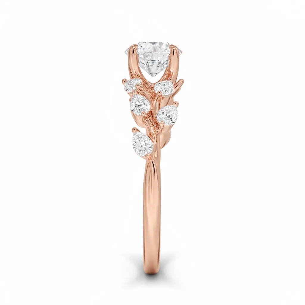 Round Cut Moissanite Engagement Ring with Pear Cut Fancy Set Shank | ApolloGem Cape Town - Image 6
