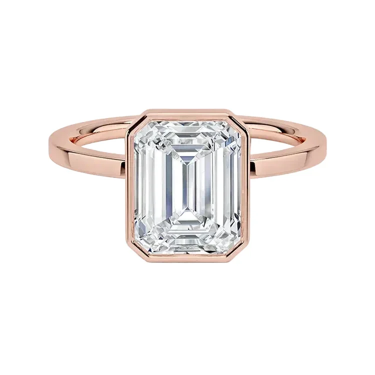 The Architectural Emerald – Flat Band Bezel Ring - Image 3