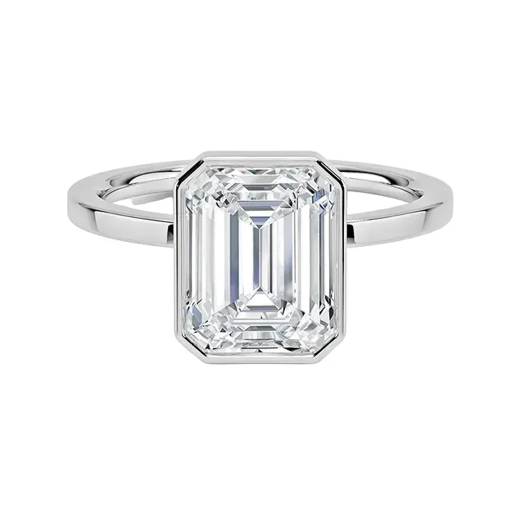 The Architectural Emerald – Flat Band Bezel Ring - Image 5