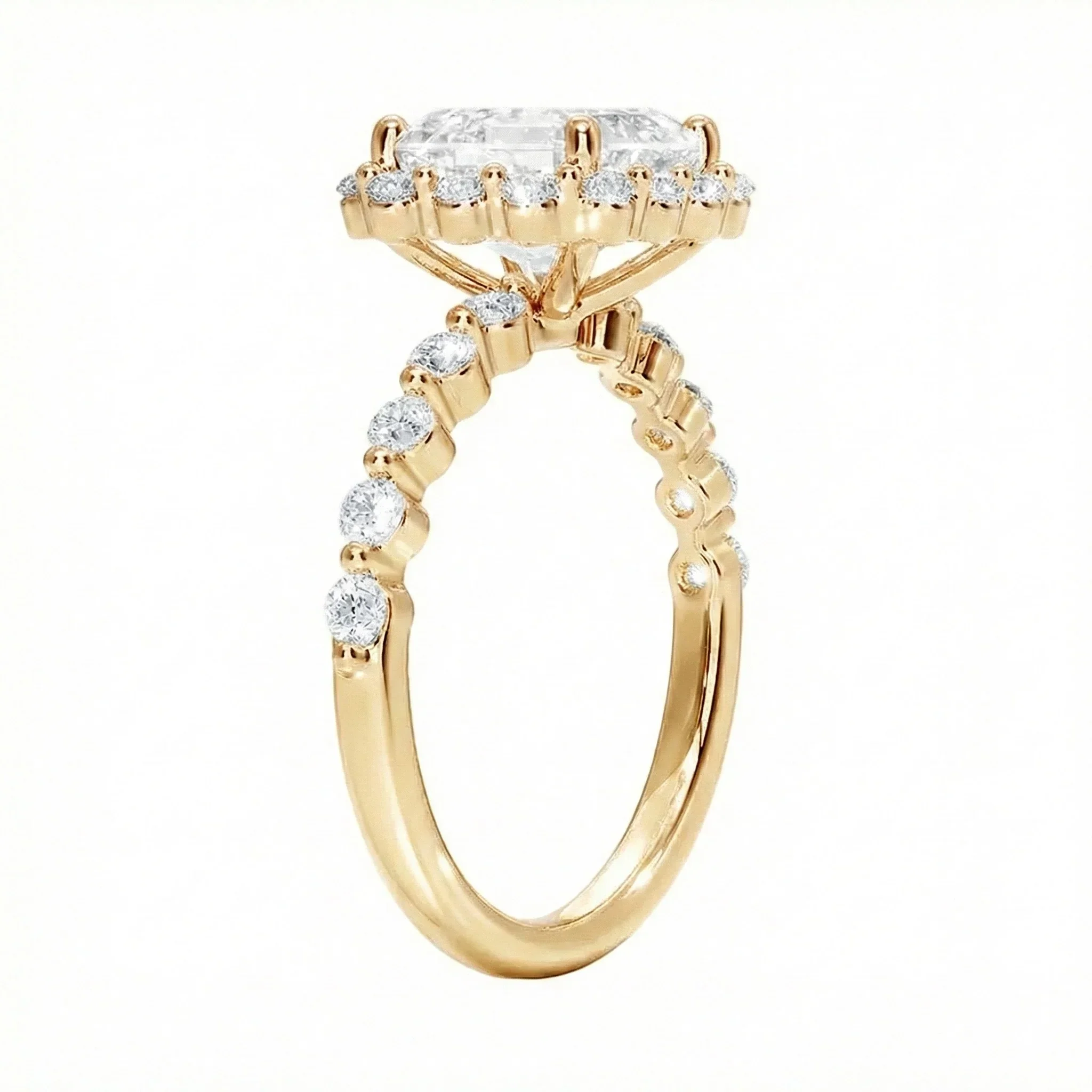 The Asscher Blossom – Floral Halo Moissanite Ring - Image 2