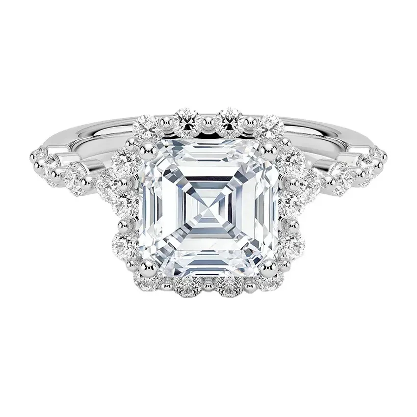 The Asscher Blossom – Floral Halo Moissanite Ring - Image 6