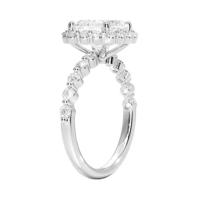 The Asscher Blossom – Floral Halo Moissanite Ring - Image 7