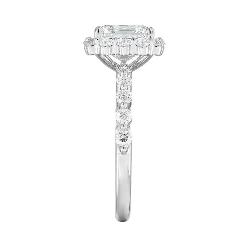 The Asscher Blossom – Floral Halo Moissanite Ring - Image 8
