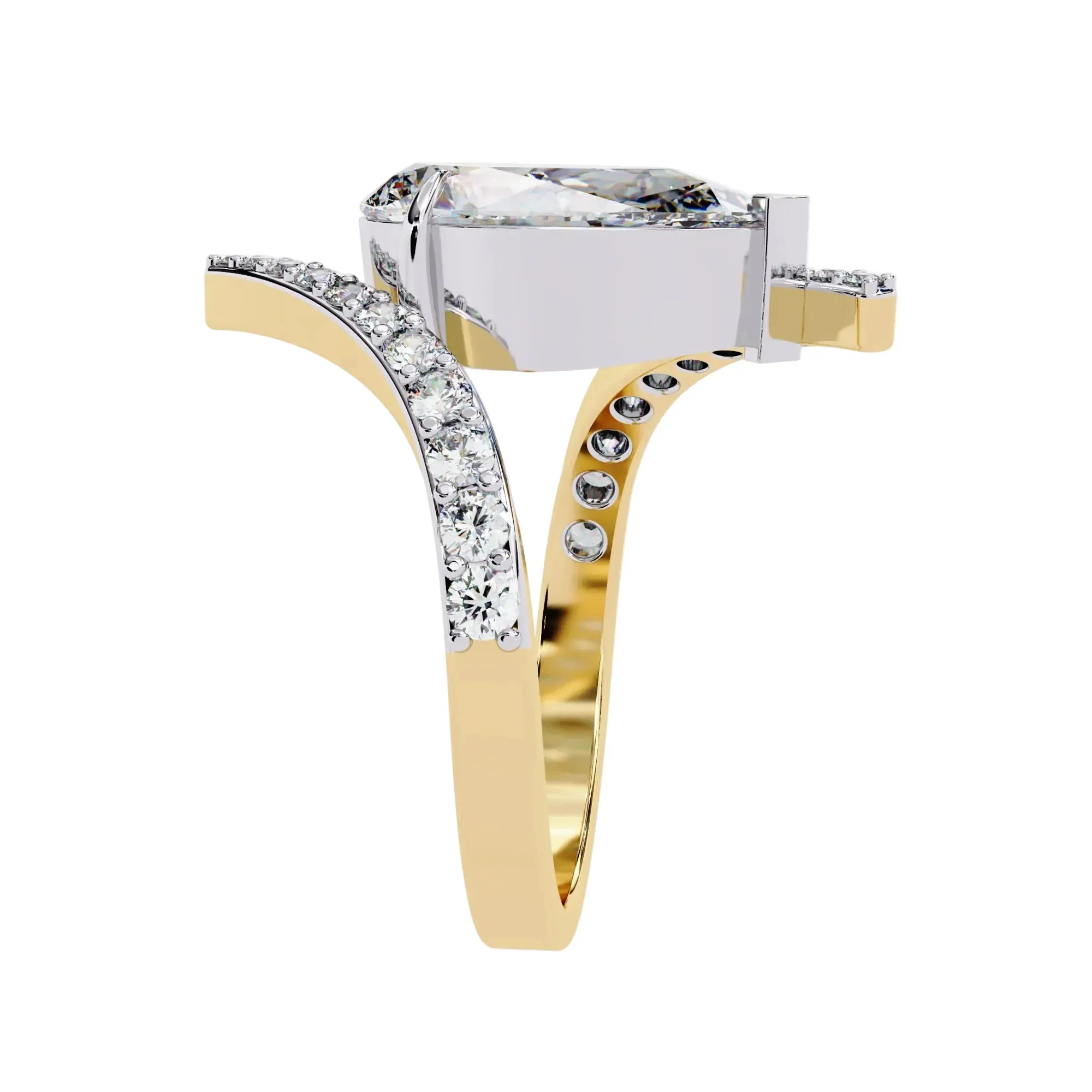 The Avant-Garde Pear – Bypass Pavé Moissanite Ring - Image 2