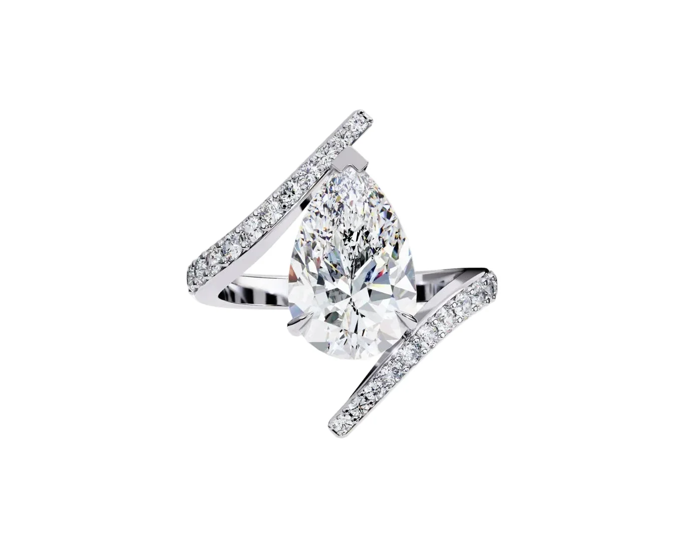 The Avant-Garde Pear – Bypass Pavé Moissanite Ring - Image 3
