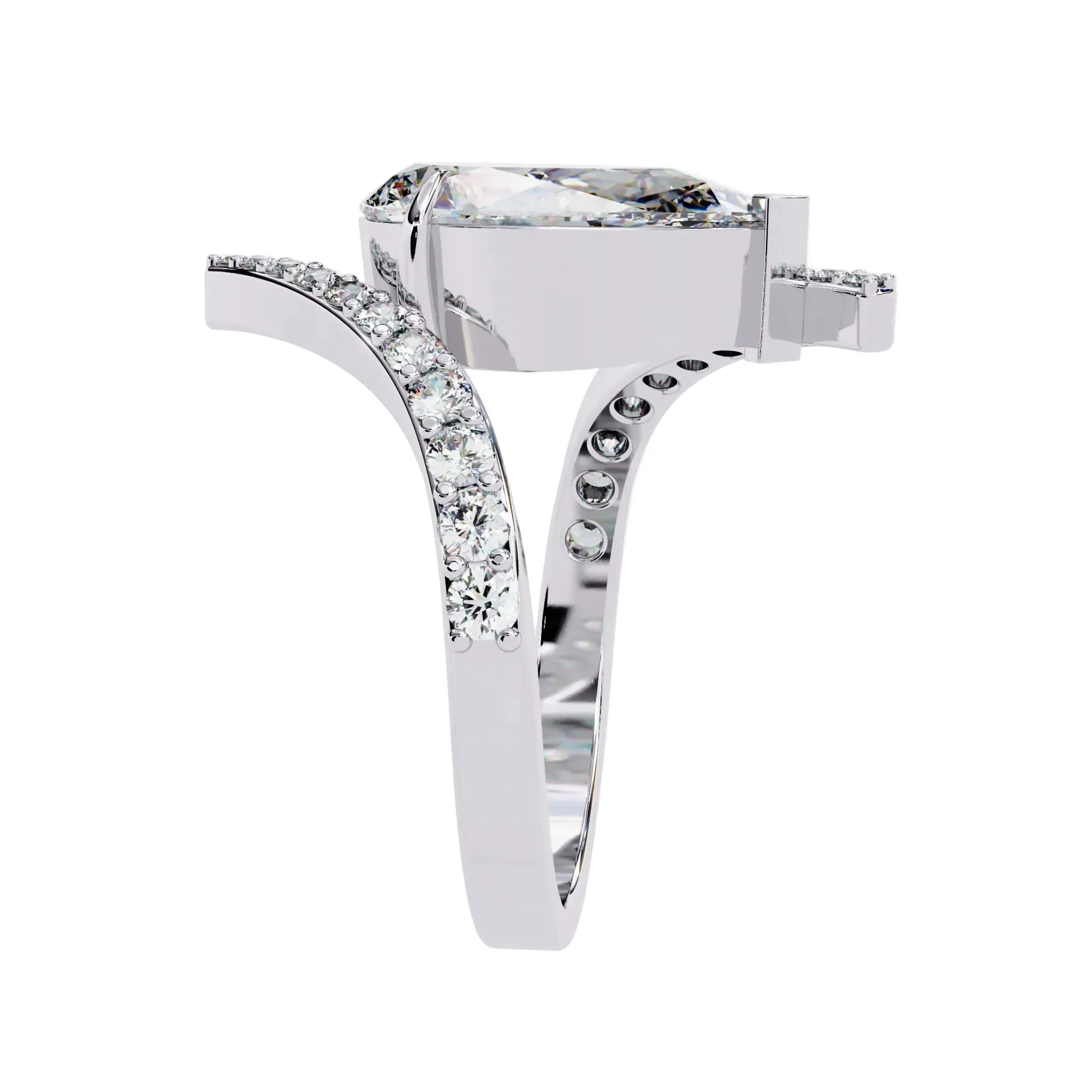 The Avant-Garde Pear – Bypass Pavé Moissanite Ring - Image 4