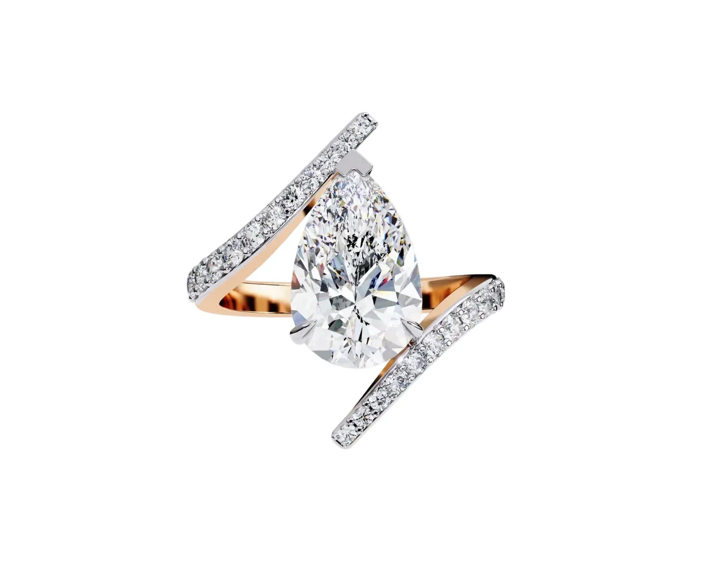 The Avant-Garde Pear – Bypass Pavé Moissanite Ring - Image 5