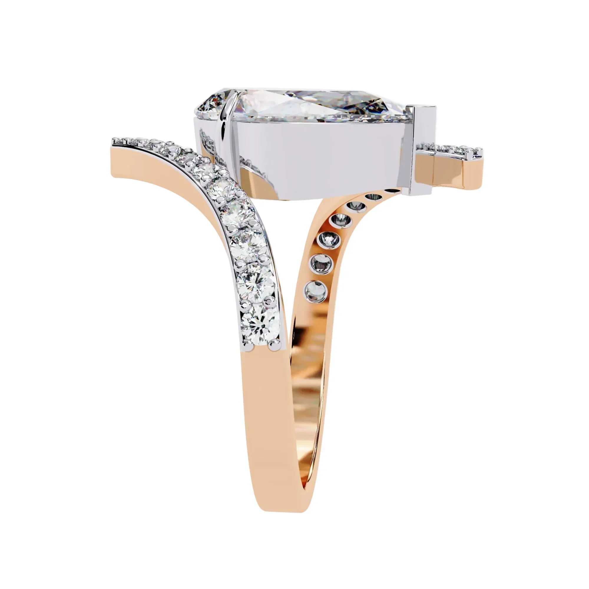 The Avant-Garde Pear – Bypass Pavé Moissanite Ring - Image 6