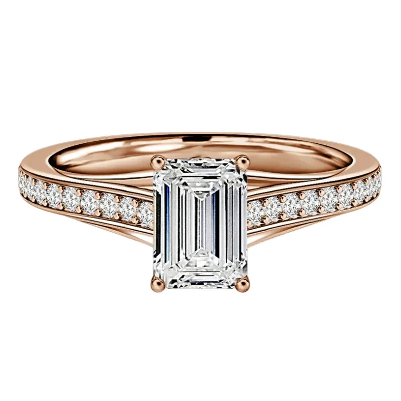 The Classic Channel Emerald – Channel Set Moissanite Ring - Image 3