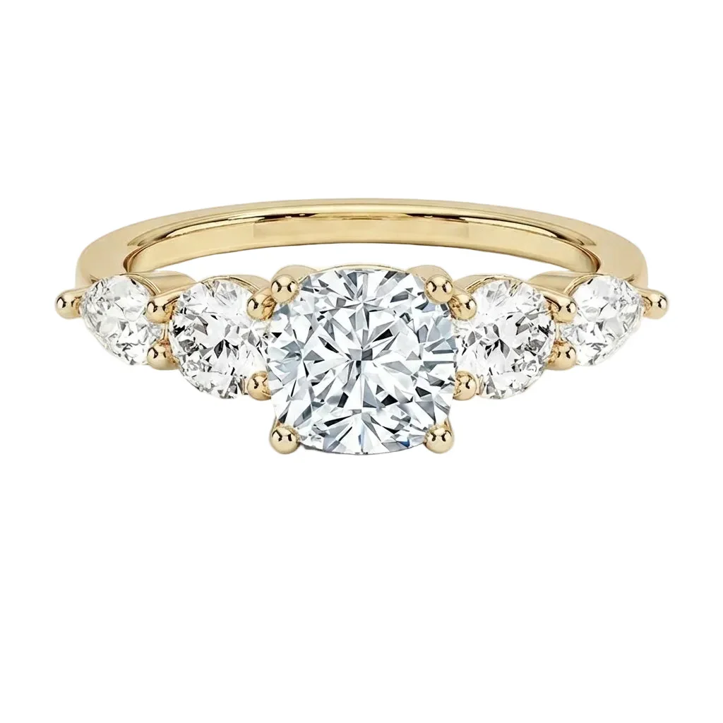 The Cushion Blossom Five-Stone – Graduated Moissanite Ring