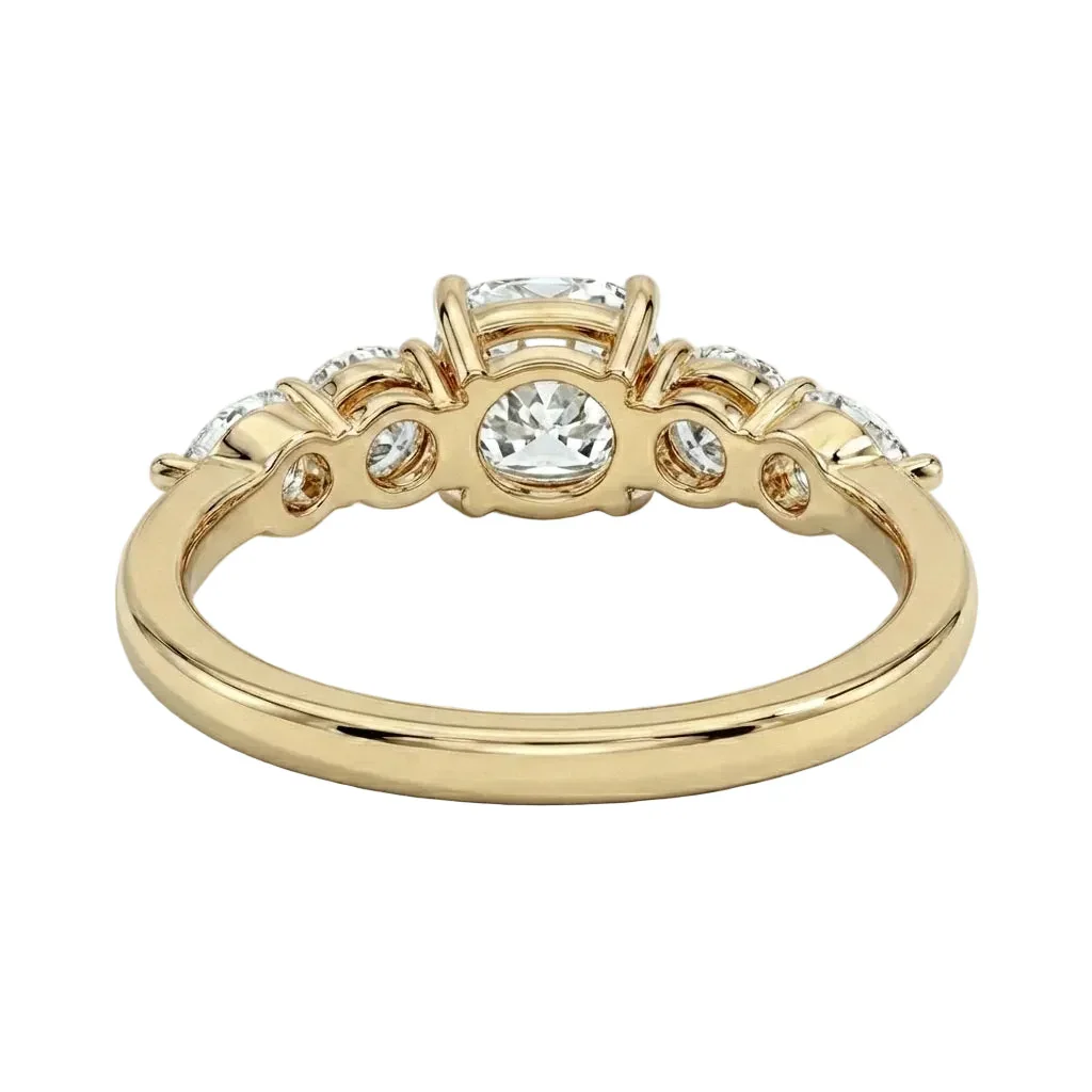 The Cushion Blossom Five-Stone – Graduated Moissanite Ring - Image 2