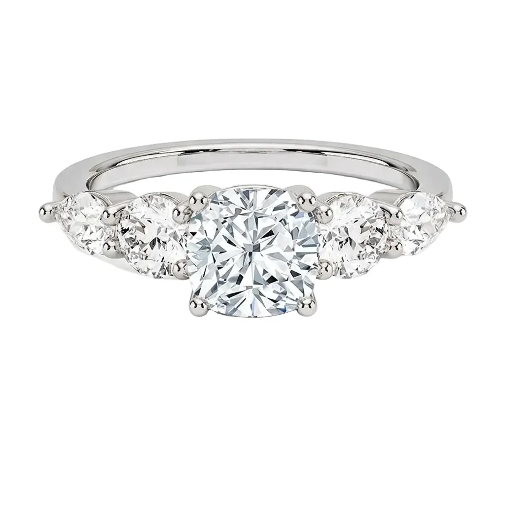 The Cushion Blossom Five-Stone – Graduated Moissanite Ring - Image 4