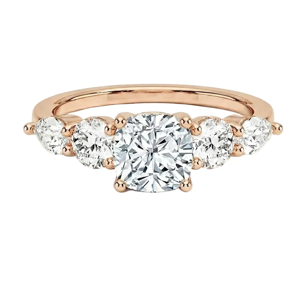 The Cushion Blossom Five-Stone – Graduated Moissanite Ring - Image 6