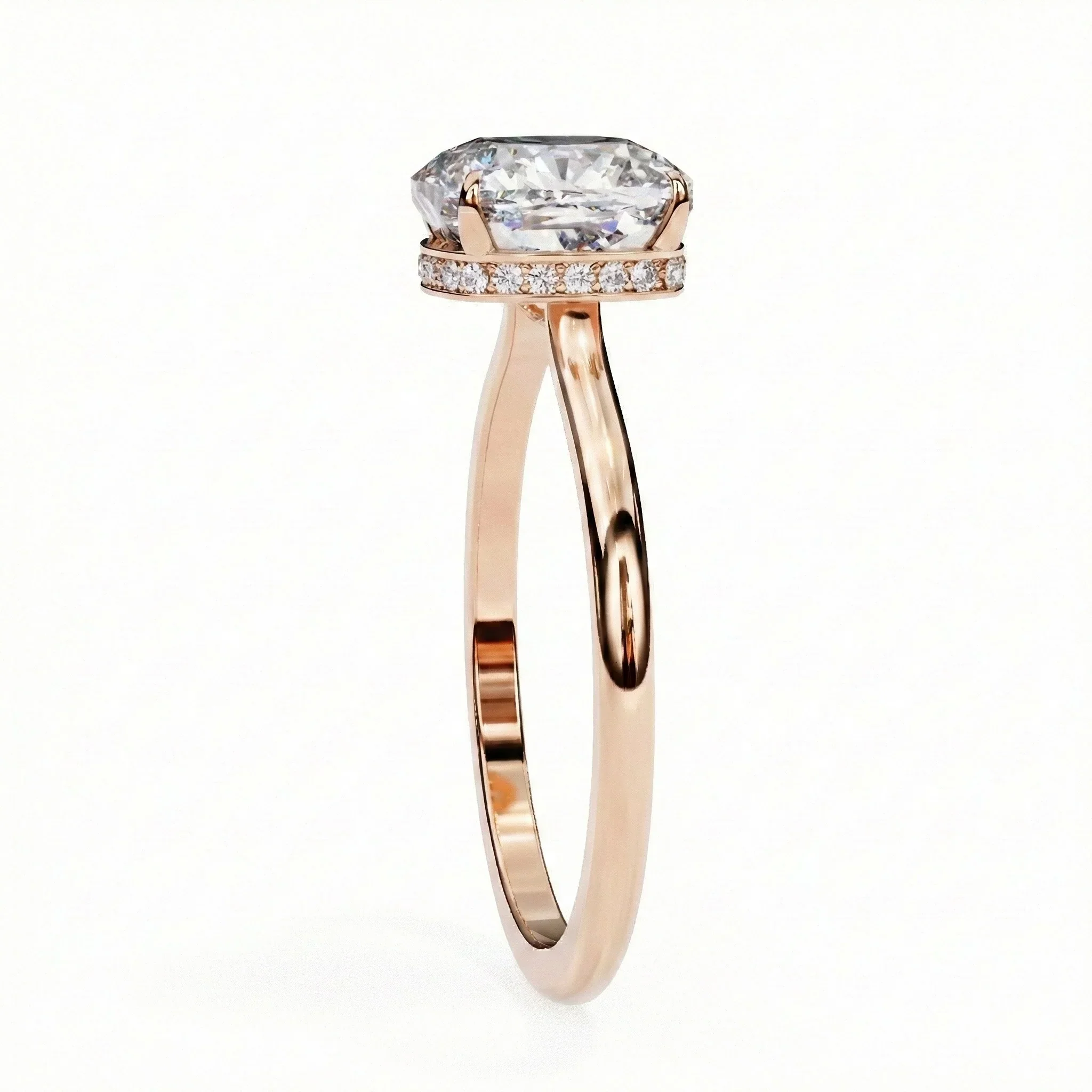 The Cushion Secret – Hidden Halo Solitaire Moissanite Ring - Image 5