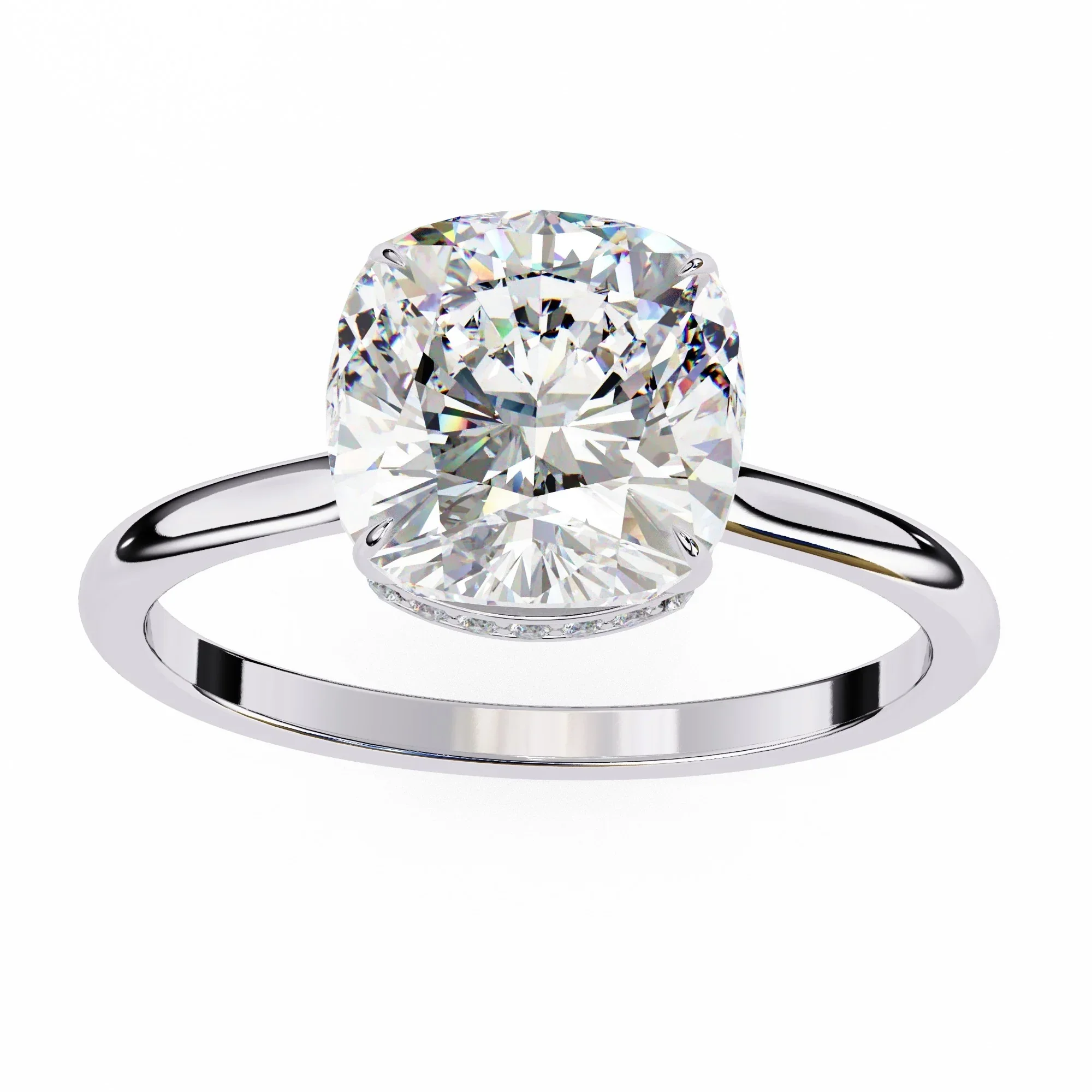 The Cushion Secret – Hidden Halo Solitaire Moissanite Ring - Image 9