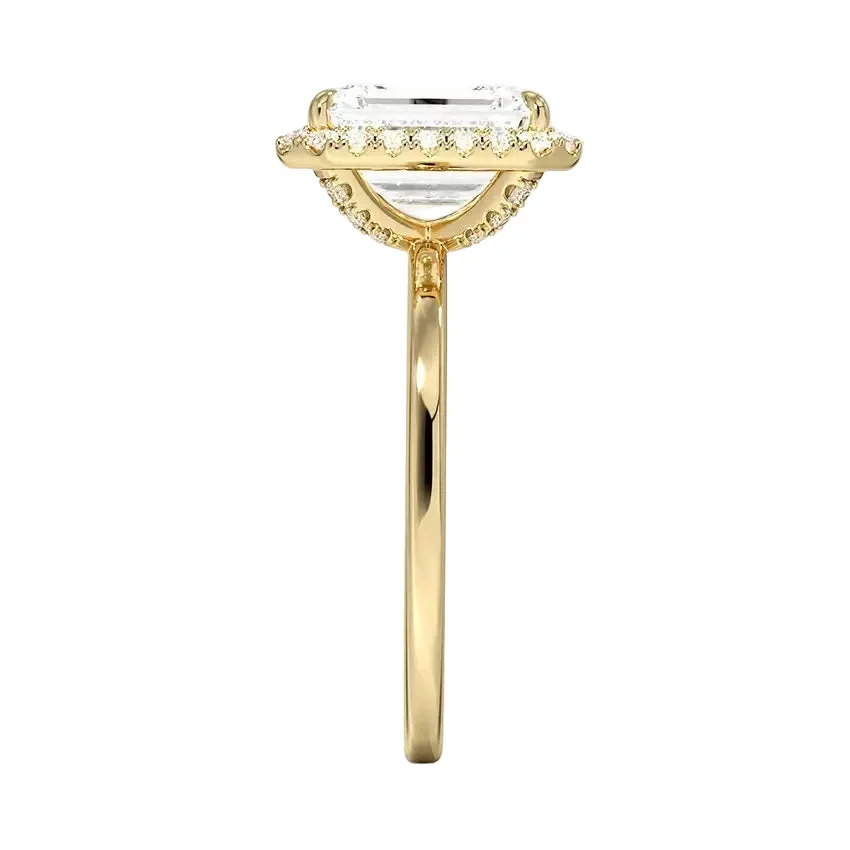 The Emerald Grace – Halo Solitaire Moissanite Ring - Image 3