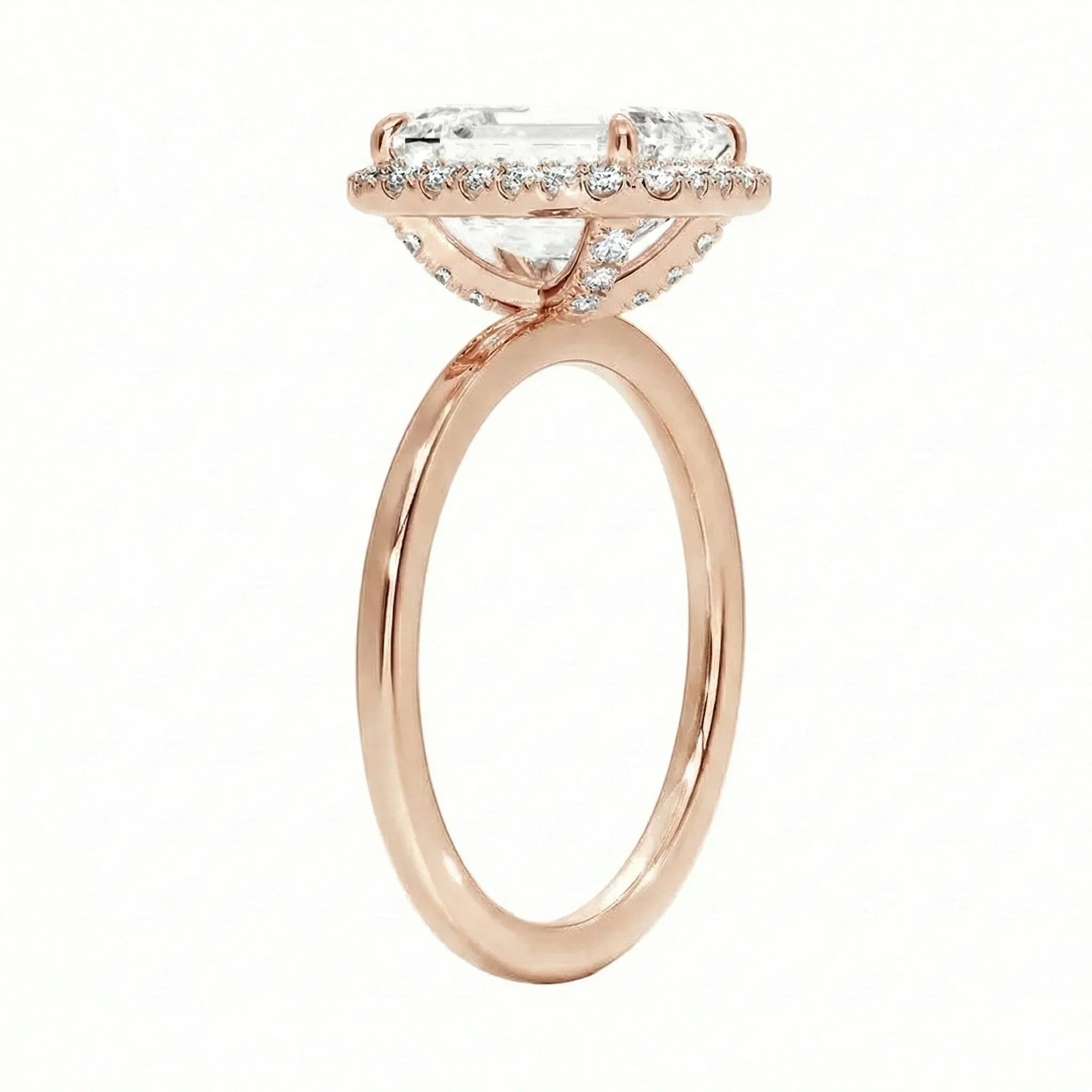 The Emerald Grace – Halo Solitaire Moissanite Ring - Image 5