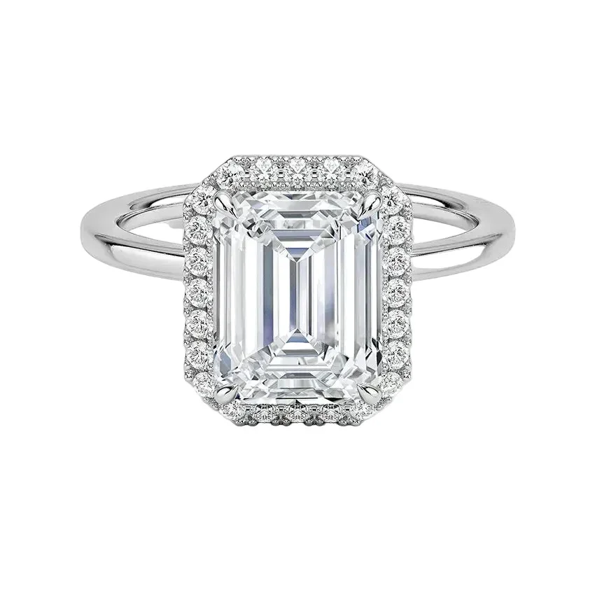 The Emerald Grace – Halo Solitaire Moissanite Ring - Image 6