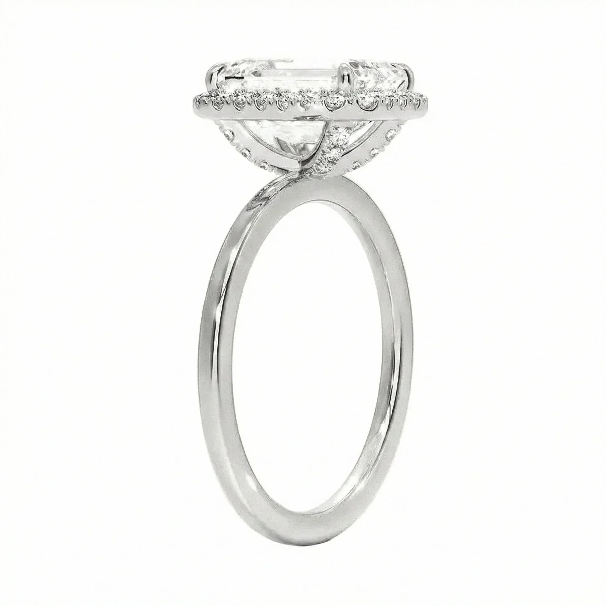 The Emerald Grace – Halo Solitaire Moissanite Ring - Image 7