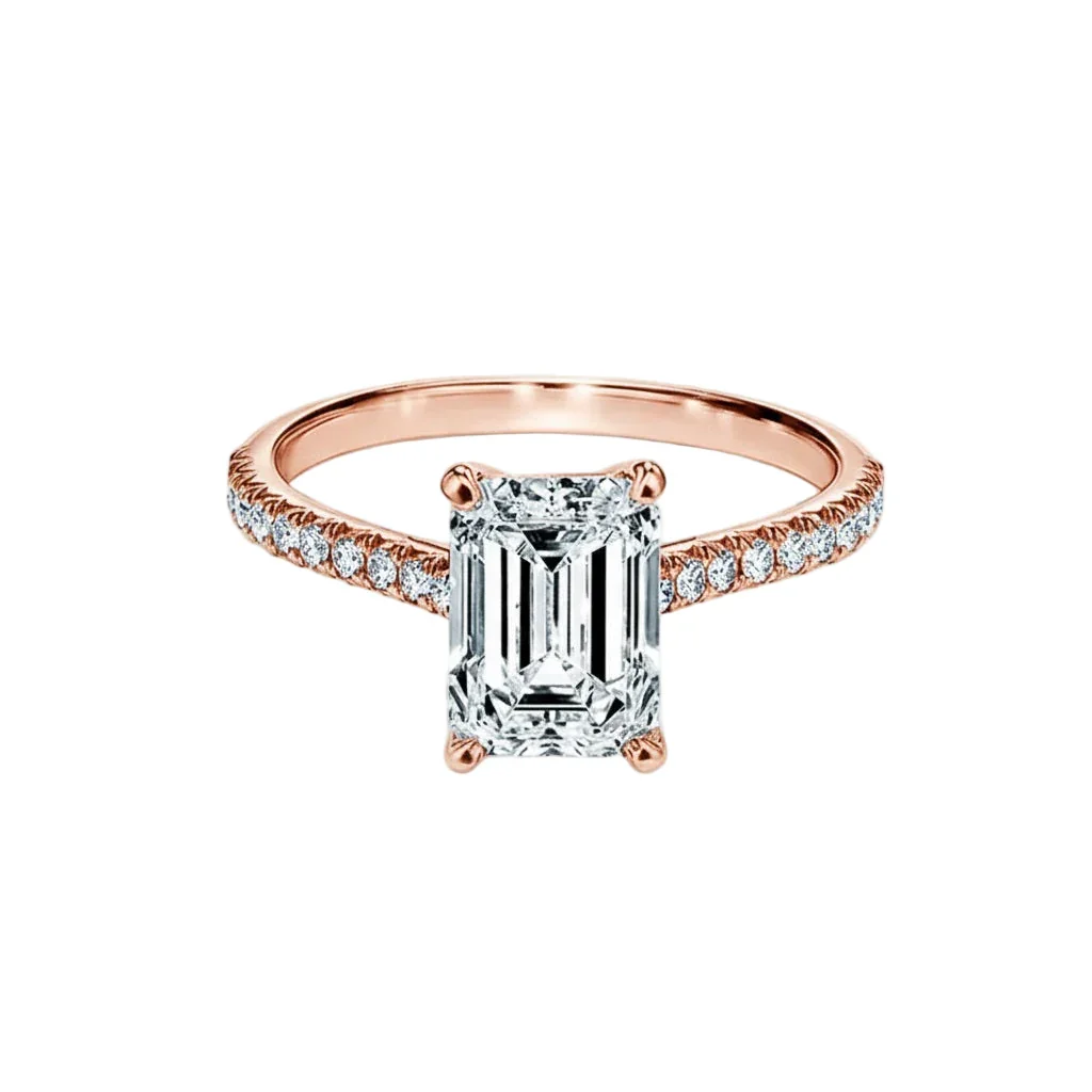 The Emerald Grace – Pavé Cathedral Solitaire - Image 4