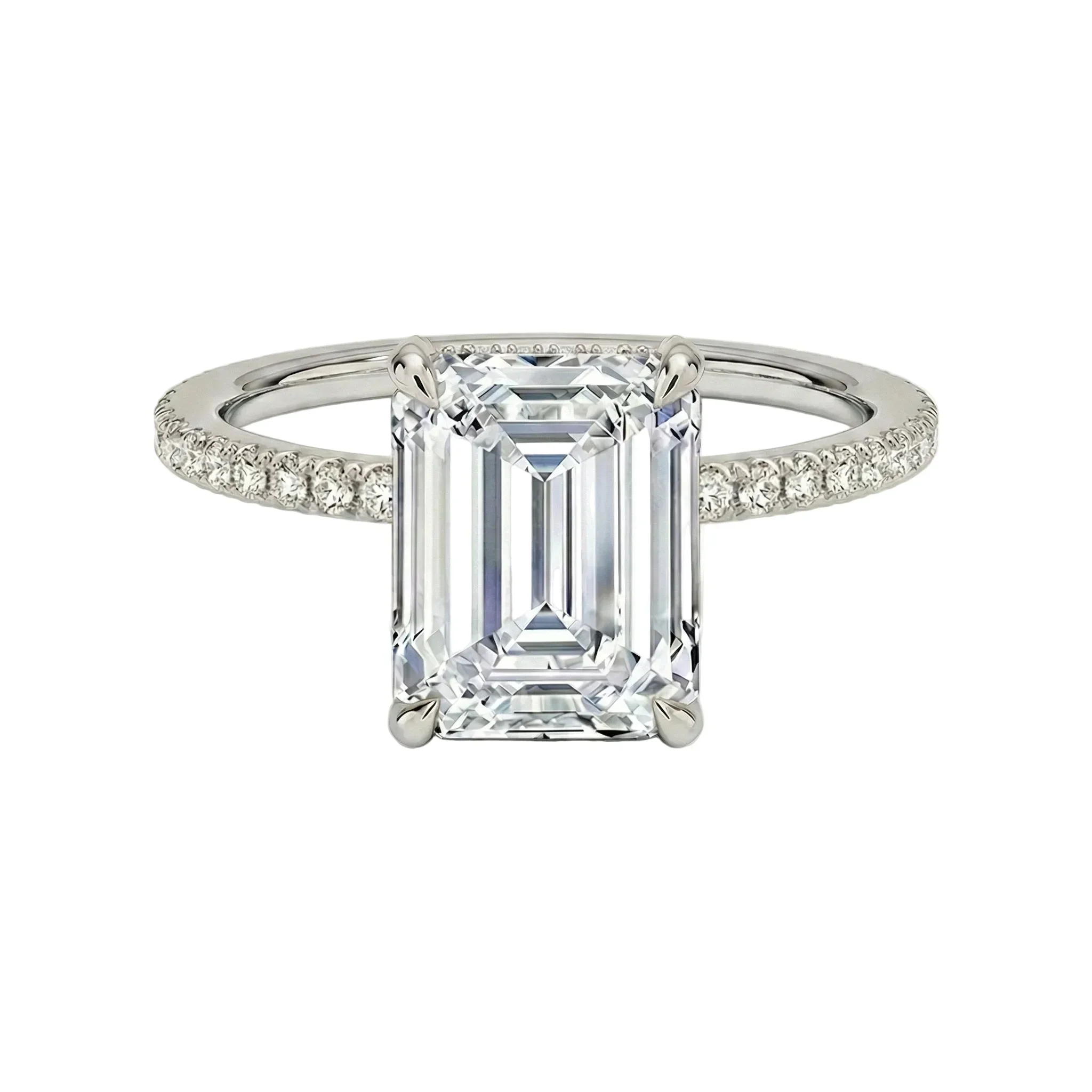 The Emerald Luxe – Hidden Halo & Pavé Moissanite Ring - Image 3