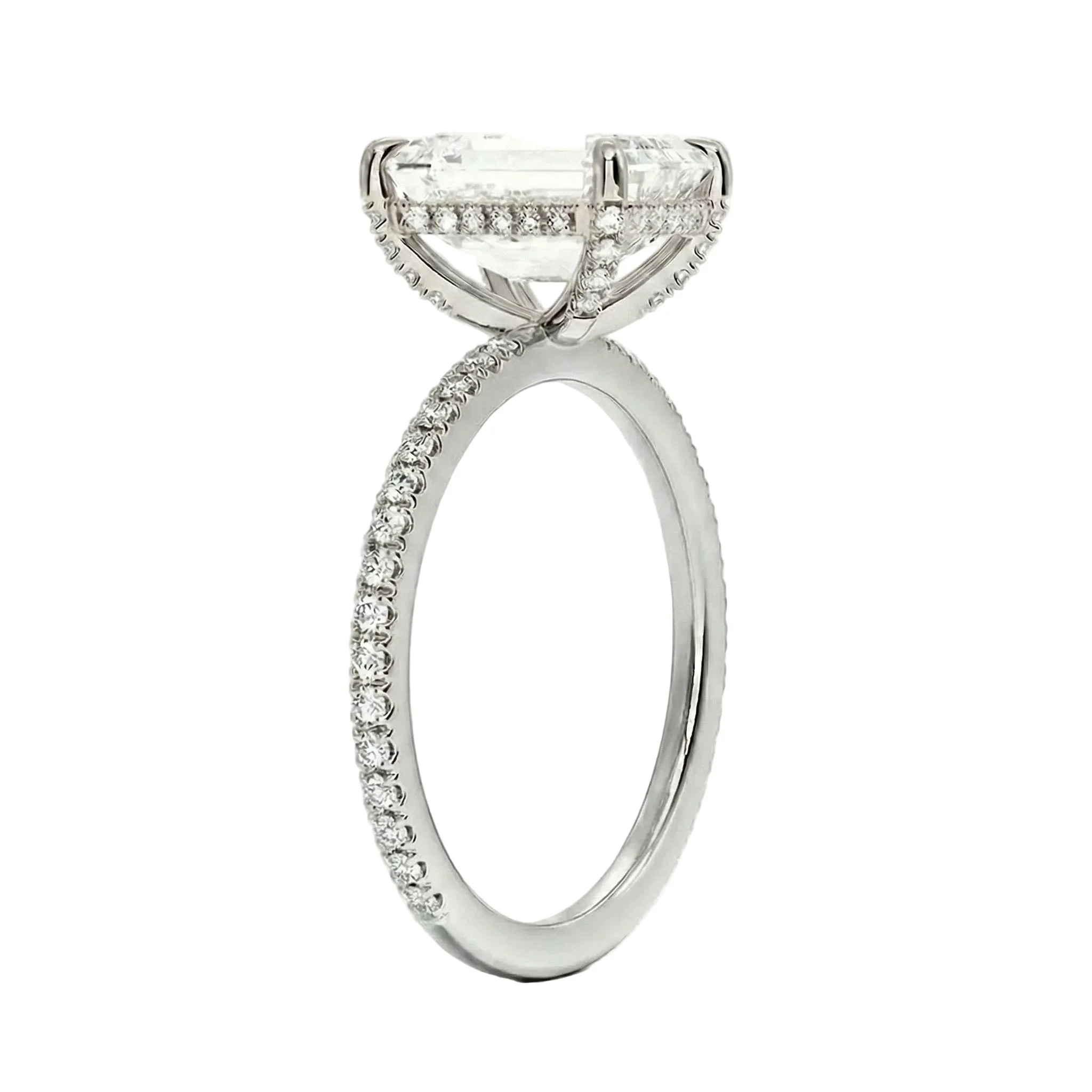 The Emerald Luxe – Hidden Halo & Pavé Moissanite Ring - Image 4