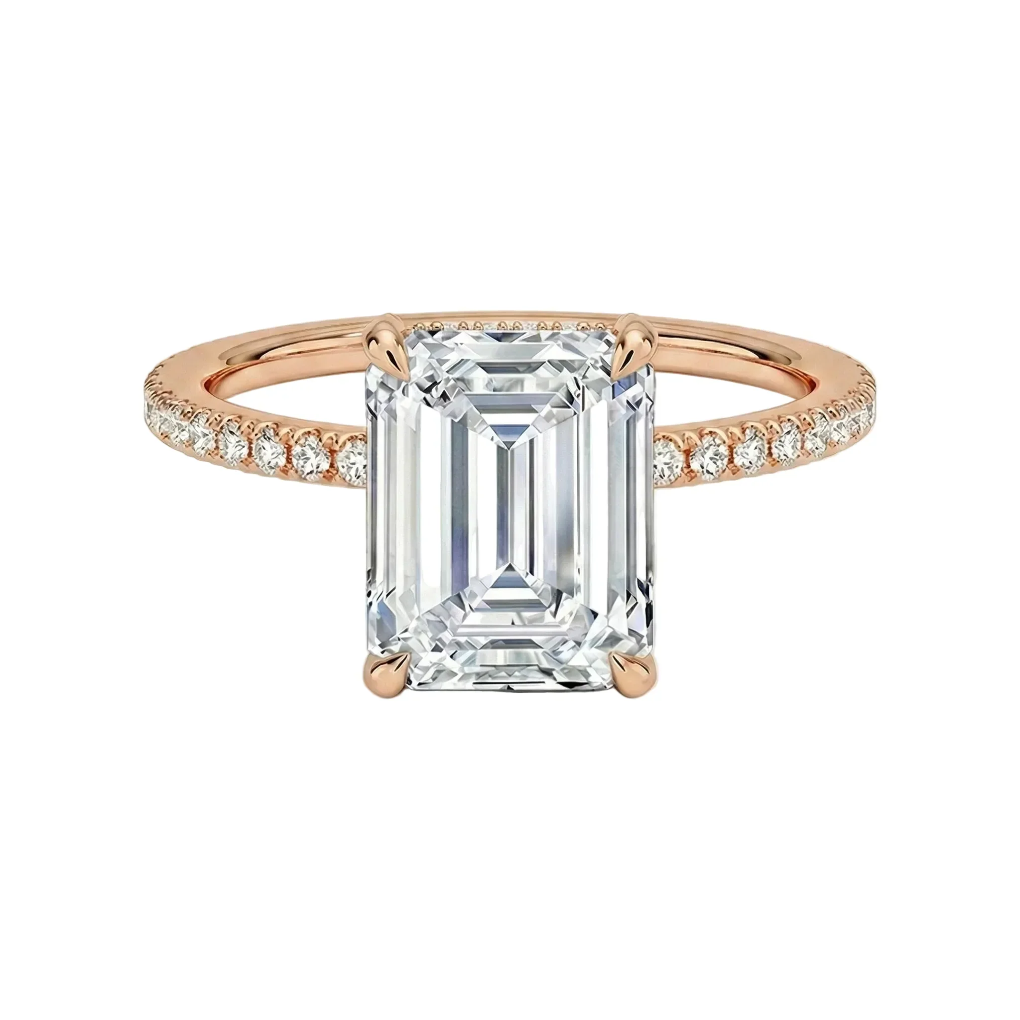 The Emerald Luxe – Hidden Halo & Pavé Moissanite Ring - Image 5