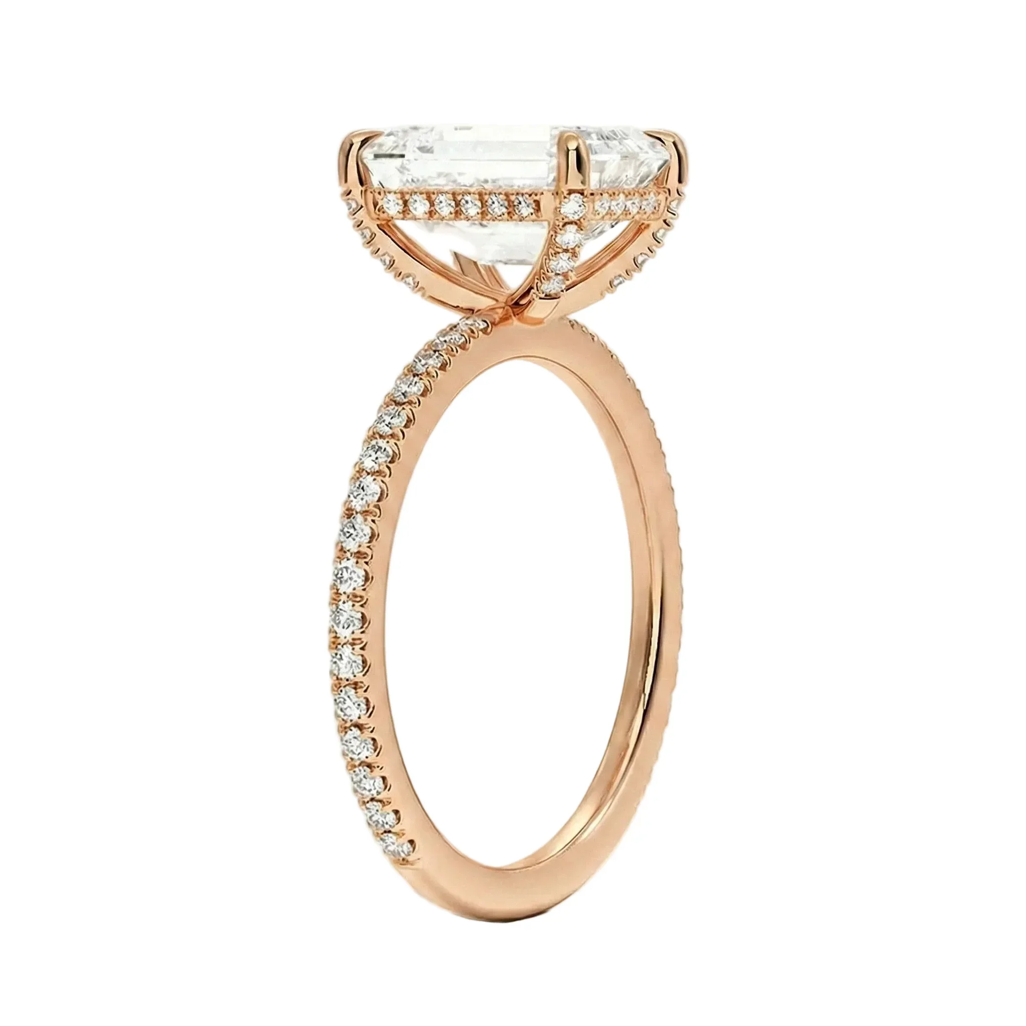The Emerald Luxe – Hidden Halo & Pavé Moissanite Ring - Image 6