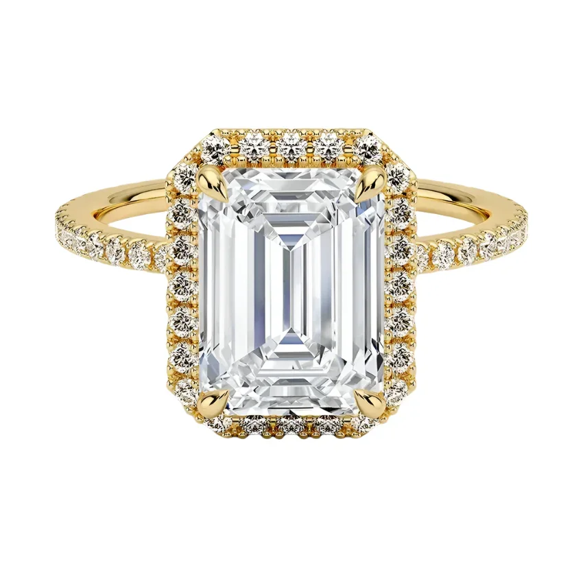 The Emerald Royal Halo – Pave Set Solitaire