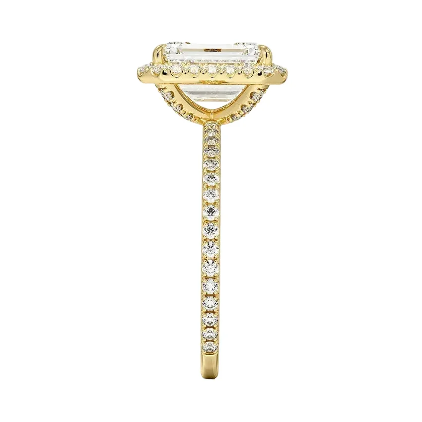 The Emerald Royal Halo – Pave Set Solitaire - Image 3