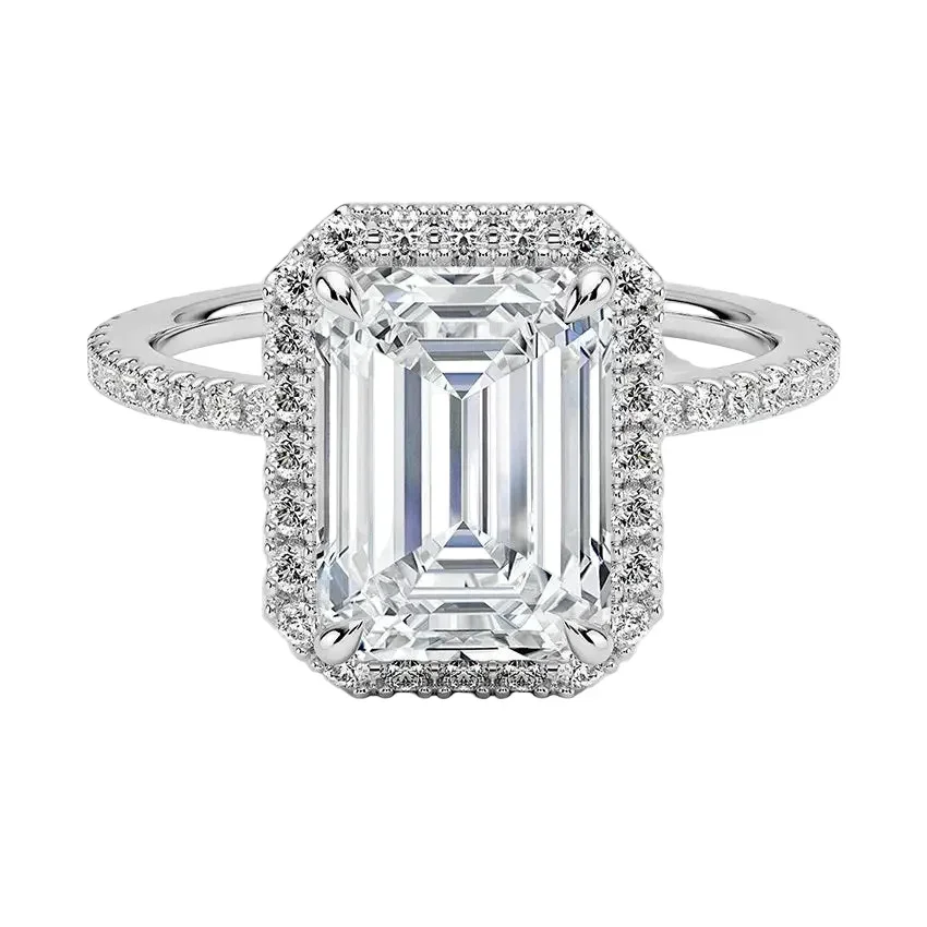 The Emerald Royal Halo – Pave Set Solitaire - Image 5