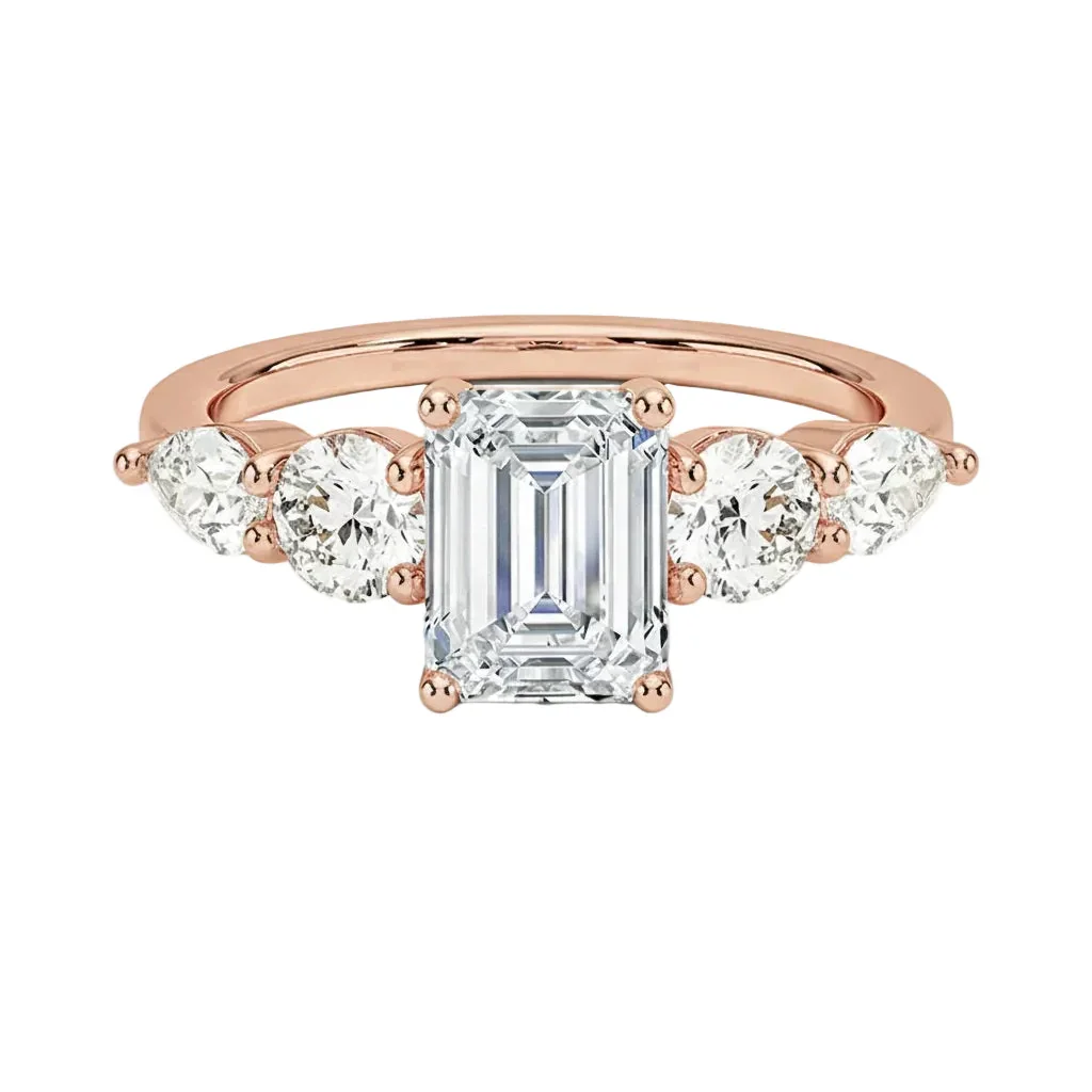 The Emerald Serenity Five-Stone – Multi-Shape Moissanite Ring - Image 5